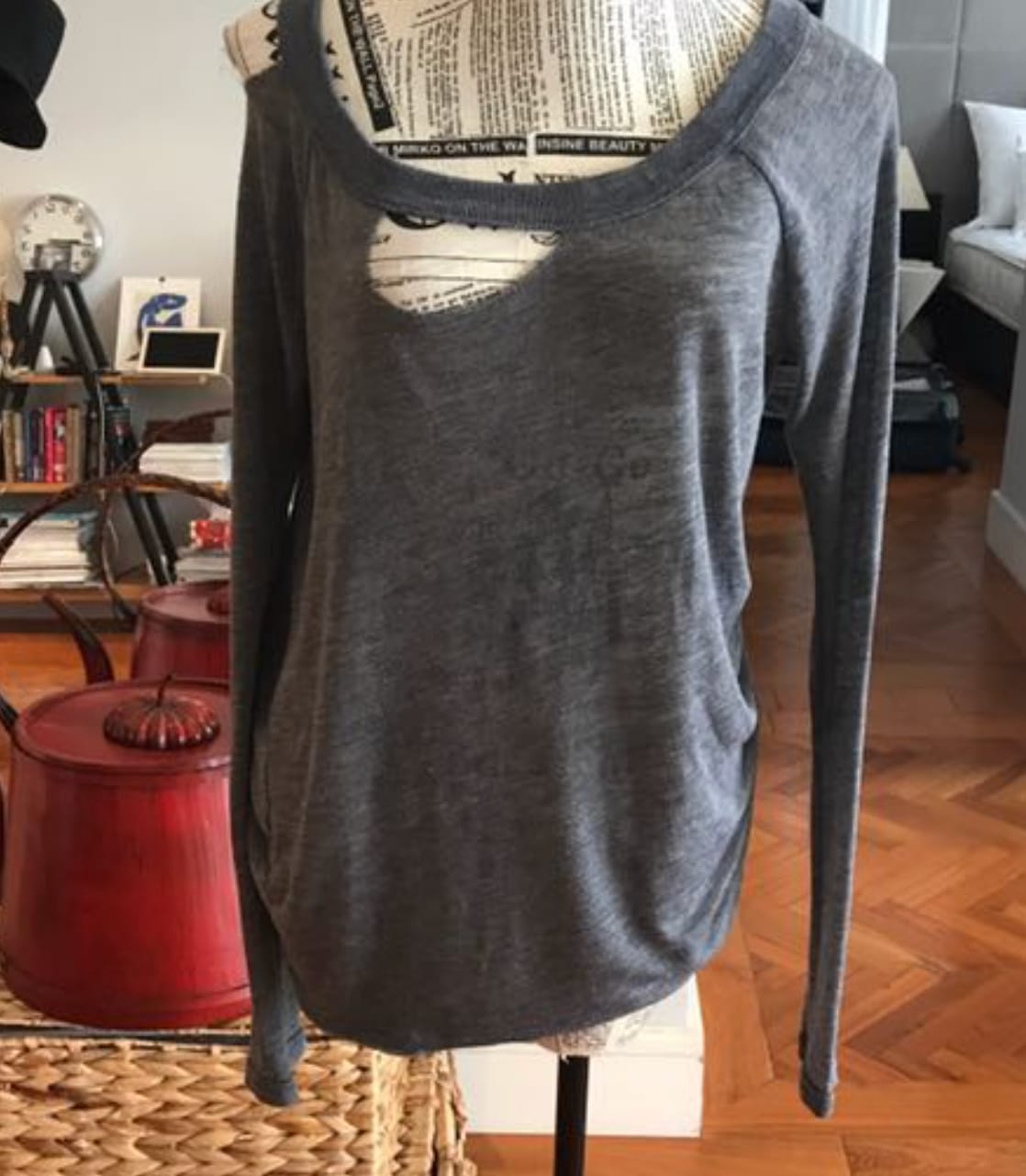 Edgy Distressed Grey Knit Top
