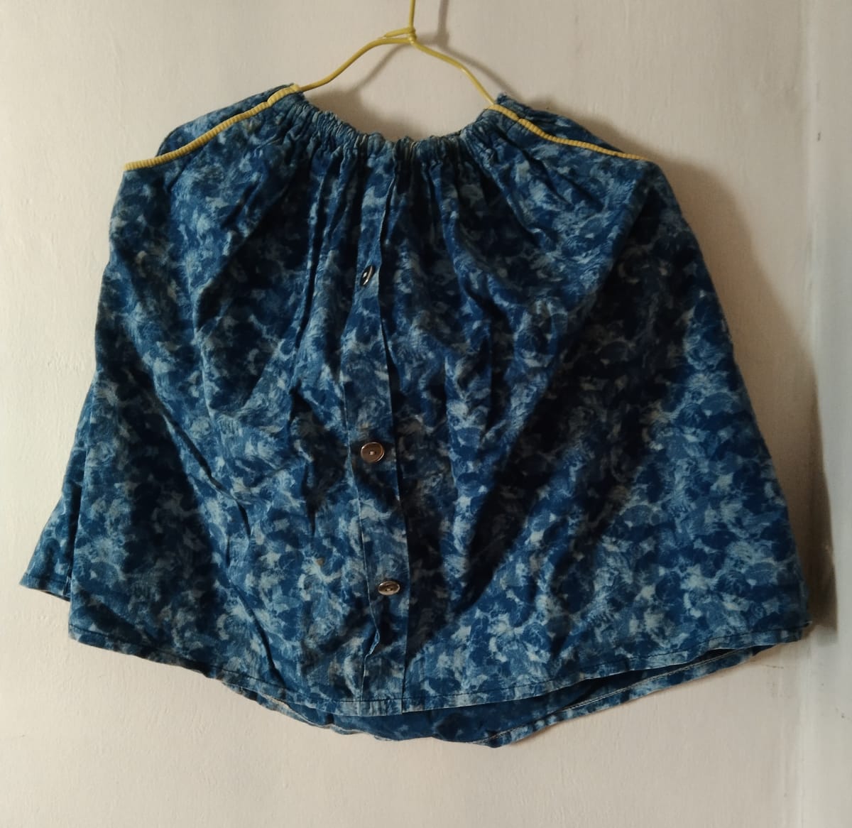 Boho Blue Tie-Dye Skirt with Button Detail