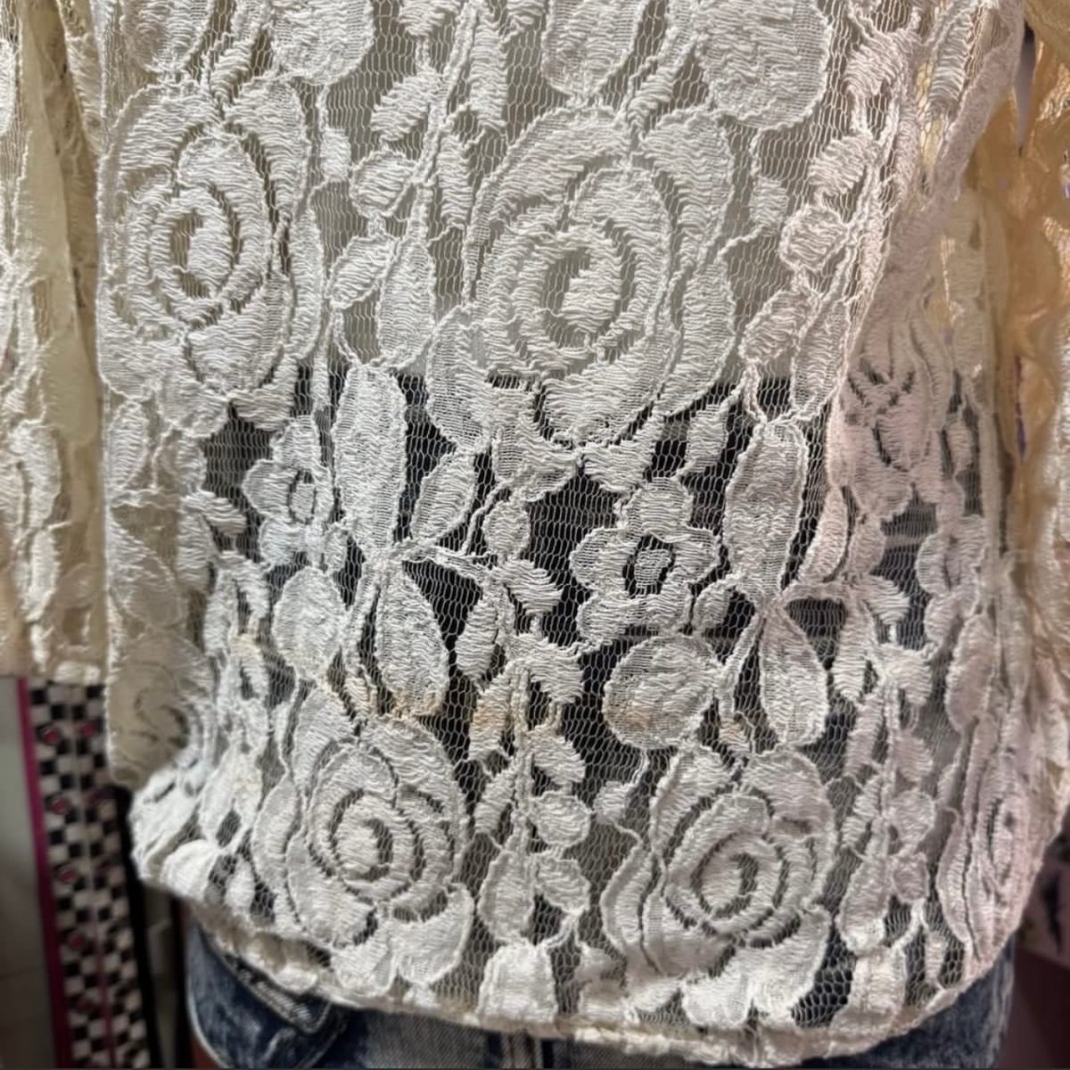 Cream Floral Lace Top - Mori Shoujo Y2K Vibes 💕 - Photo 3