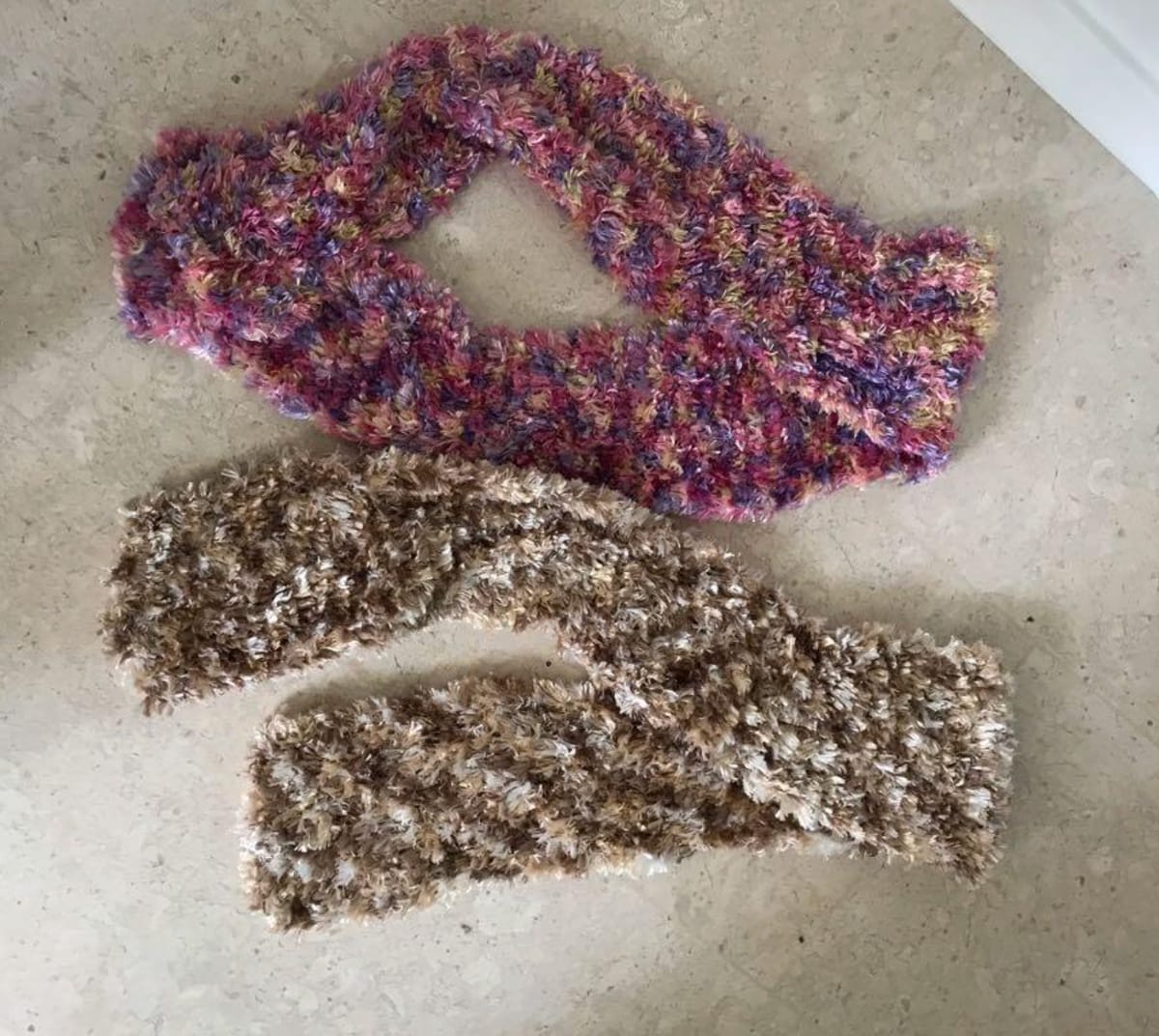 Fuzzy Multicolour and Brown Scarves