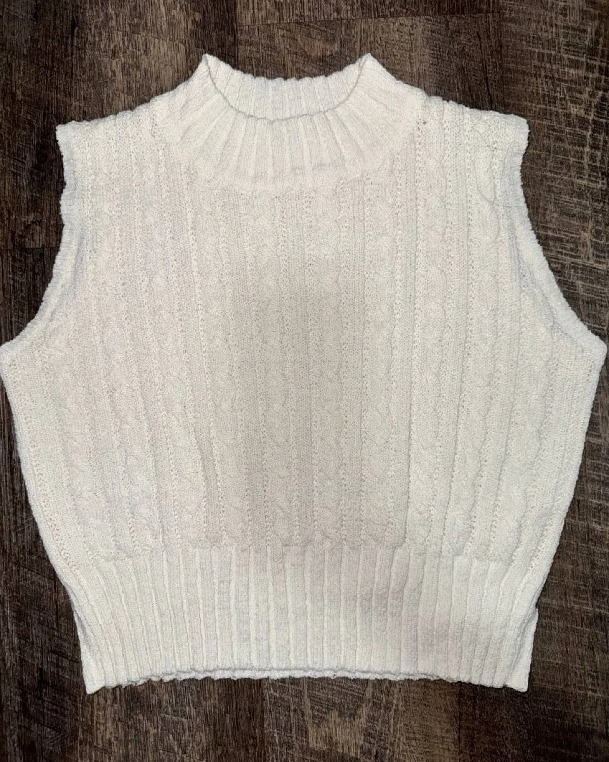Beige Sleeveless Knitted Top