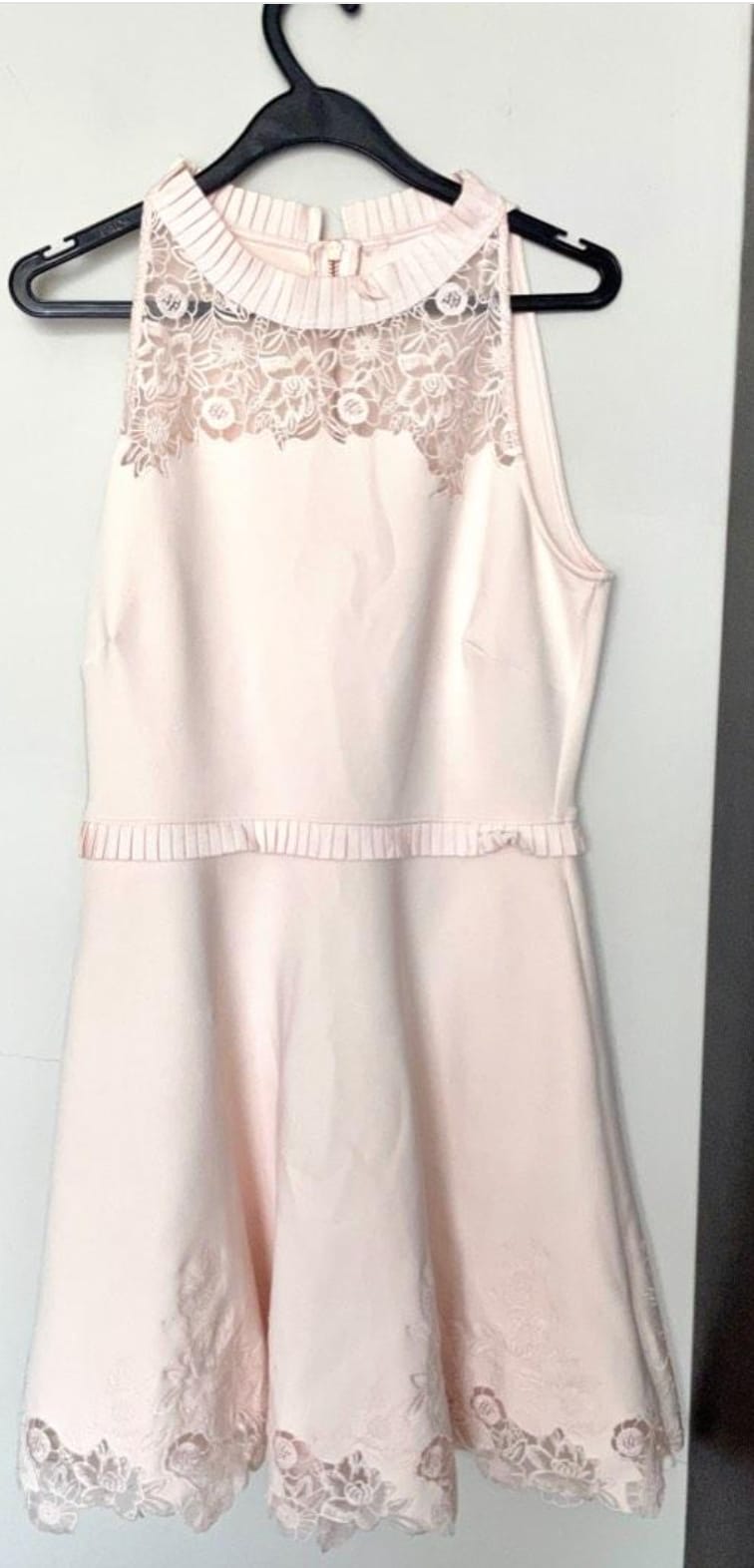 Chic Lace Panel Pink Dress