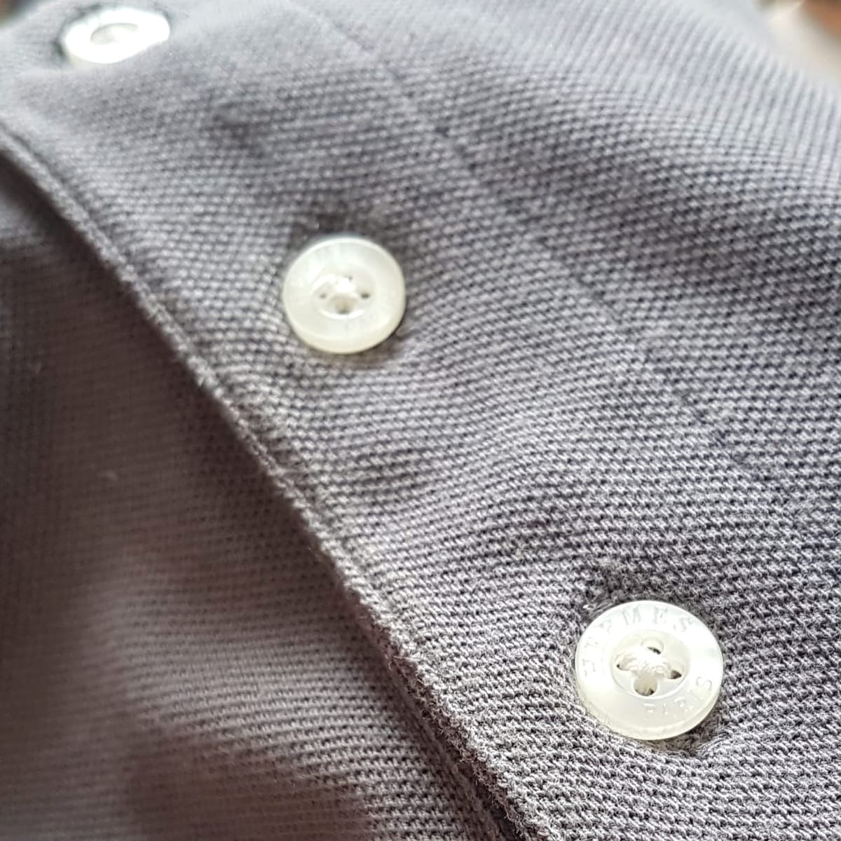 Hermès Hermès Paris Polo Shirt, Cool Gray Top, Red Hermès Logo, Cosmopolitan, Sleek 3 Buttons Polo Design, Luxury Lifestyle, Timeless Appeal, Urban Style, Sophistication, Streetwise, Pop Culture, Geek, Cult Street Fashion, Models, Runway, Catwalk - Photo 3