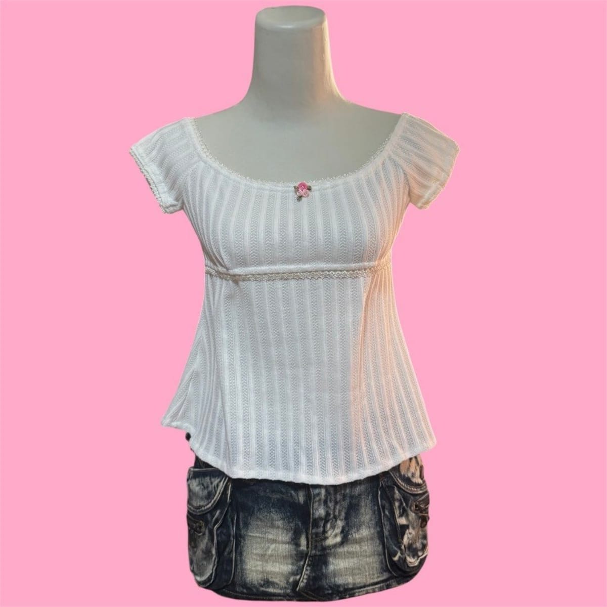 Coquette Cottagecore White Lace Babydoll Top