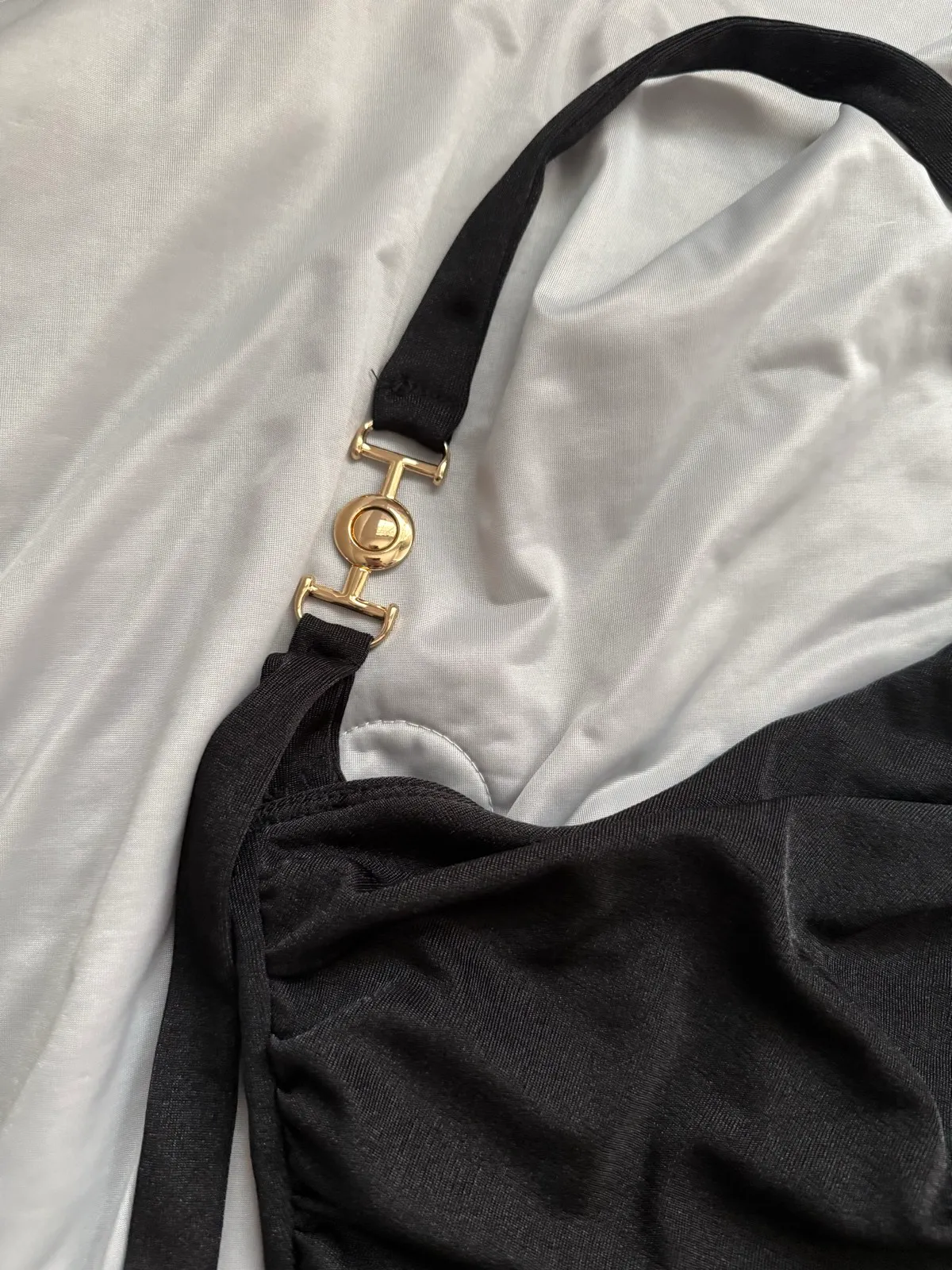Chic Black Ruched Halter Top - Photo 2