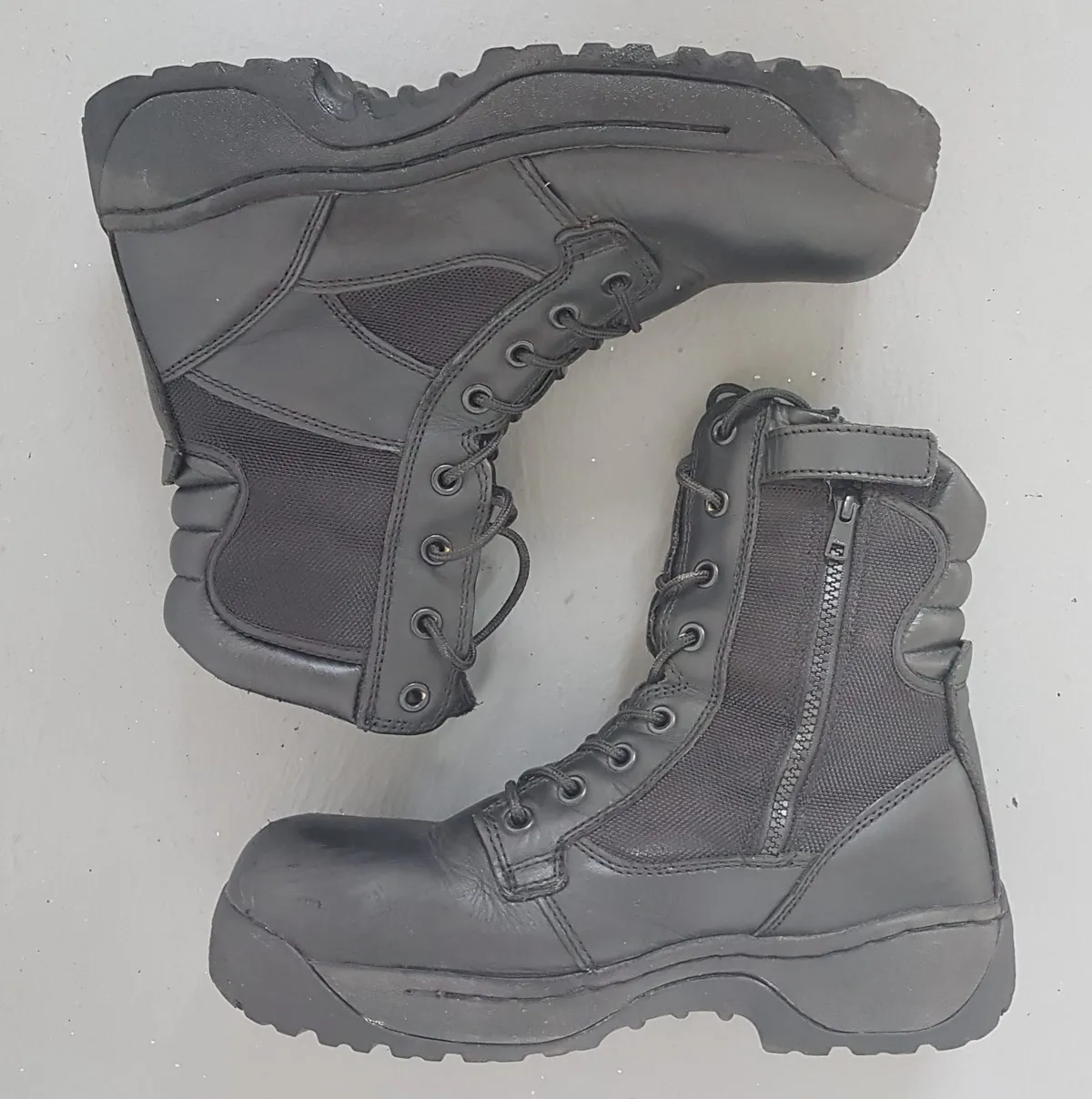 Original Frontier Combat Boots, Cool 8 inches High, US 10.5, EU 43.5, Black Leather Shoes, Side Zipper, Retro Boots, Vintage Tactical Boots, Cosmopolitan, Durable Design, High Performance, Foot Protection, Safety Shoes, All Terrains, Adventures