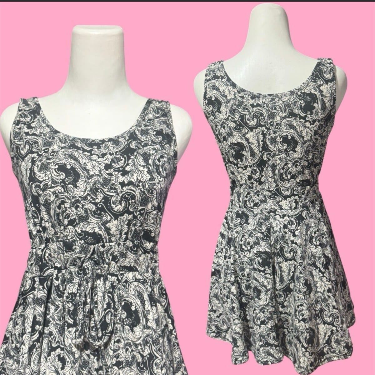 Black & White Paisley Mini Dress - Photo 2