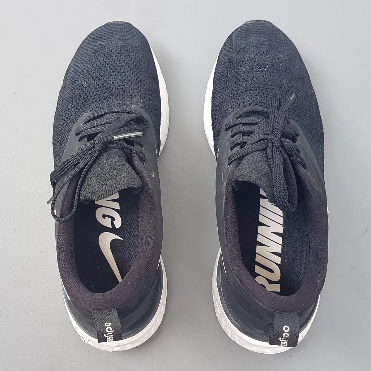 Adidas Original NIKE Black Running Shoes, Nike Odyssey REACT 2 FLYKNIT Sneakers, US 7, UK 5, EU 38, CM 24.5, White Swoosh Logo, Cosmopolitan, Urban Style, Pop Culture, Sophistication, Streetwise, Roadster, Active Lifestyle, Everyday Shoes, Cult Street Fashion - Photo 9