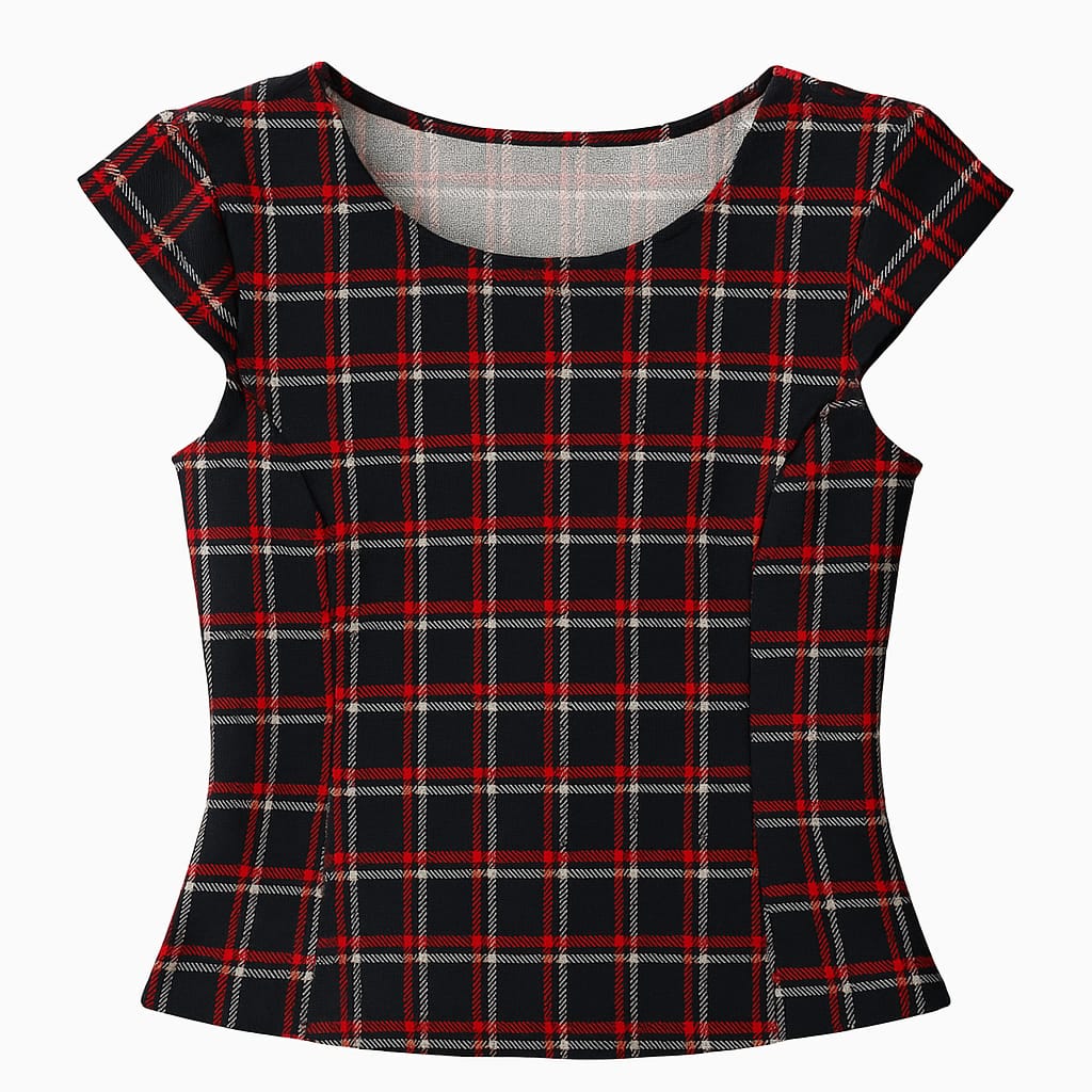 TEMT Plaid Red & Black Cap Sleeve Top