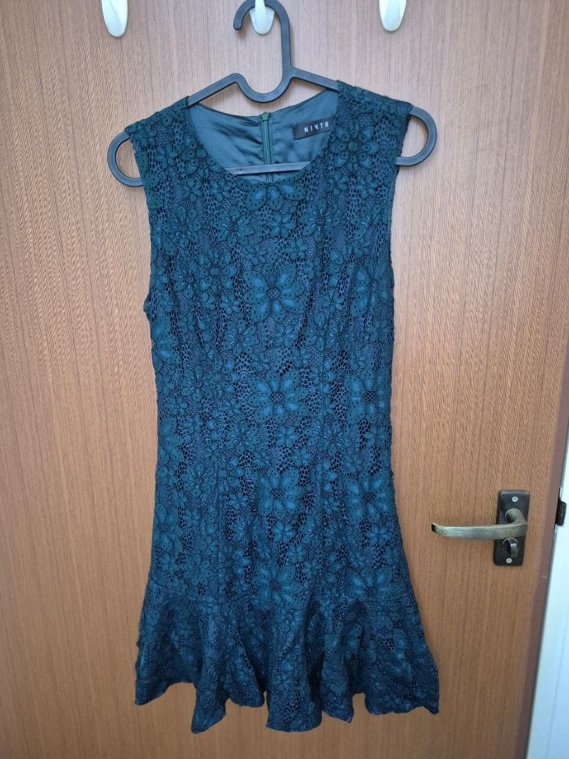 Ninth Lace Forest Green Mini Dress - Size S
