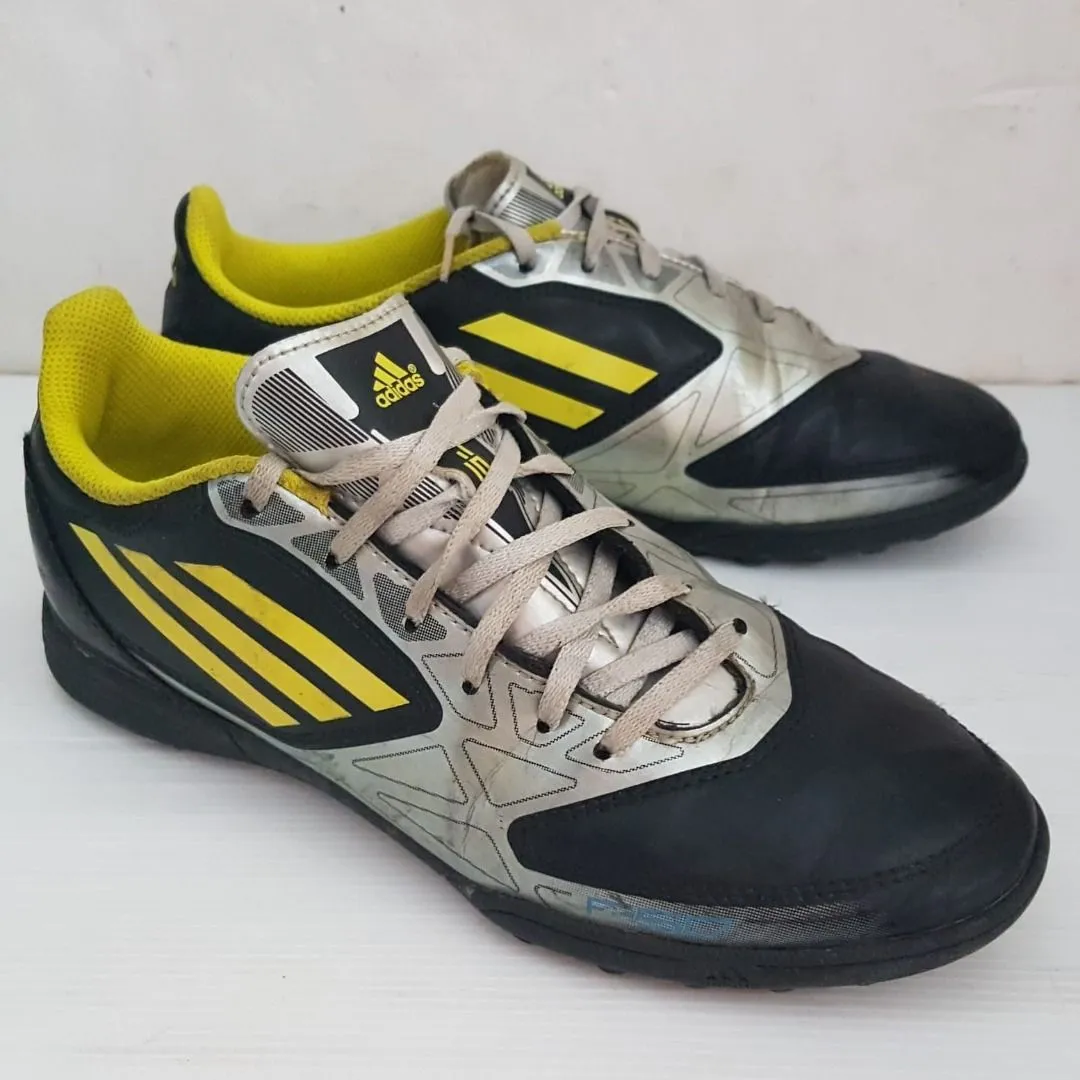 Original Adidas F 50 Futsal Shoes, Black, Silver & Yellow Boots, US 5.5, UK 5, EU 38, JP 240, Low Top, Soccer Turf Cleats, Cool Futsal Model, Adidas Football Boots, Active Lifestyle, Cosmopolitan, Soccer Shoes, Sophistication, Streetwise, Urban Style