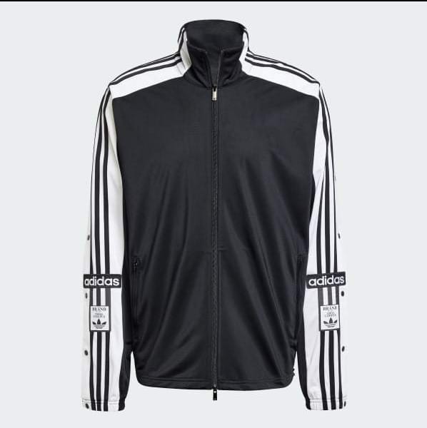 Adidas Adidas Originals ADILENIUM 2 MEGABREAK Striped Zipper Jacket, High Collar, Cosmopolitan, Retro Tracksuit, Black & White Design, Oversize Model, Sophistication, Exquisite Outerwear, Pop Culture, Hip Hop, Rock Star, Timeless Classic, Cult Street Fashion - Photo 4