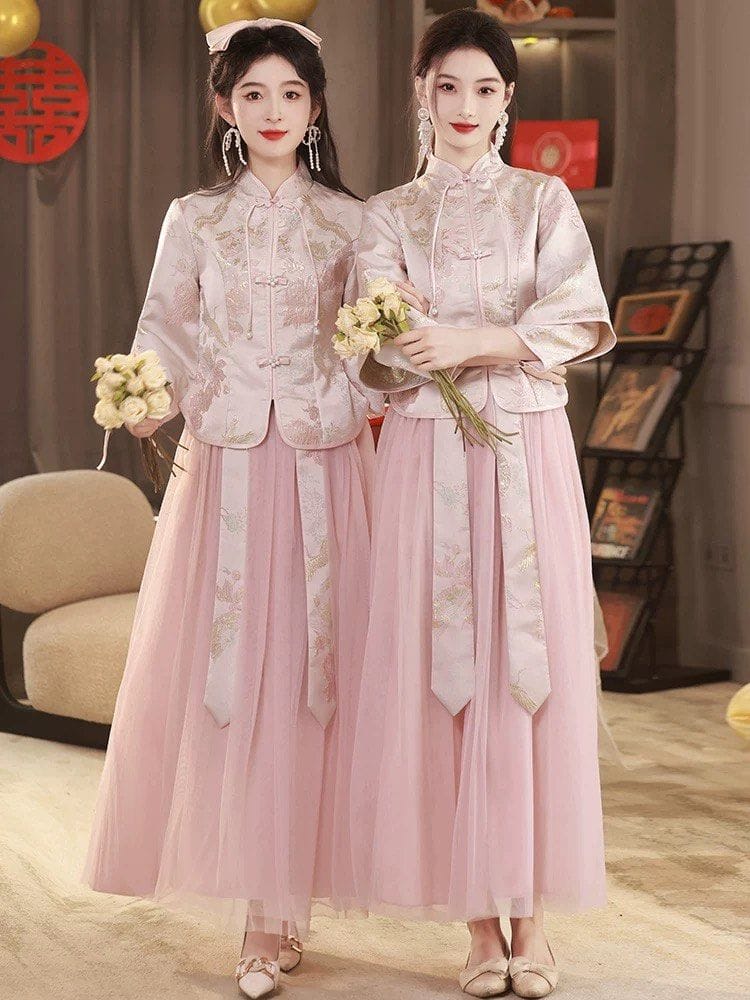 Cute pastel Chinese bridesmaid 2-piece fit - Photo 4