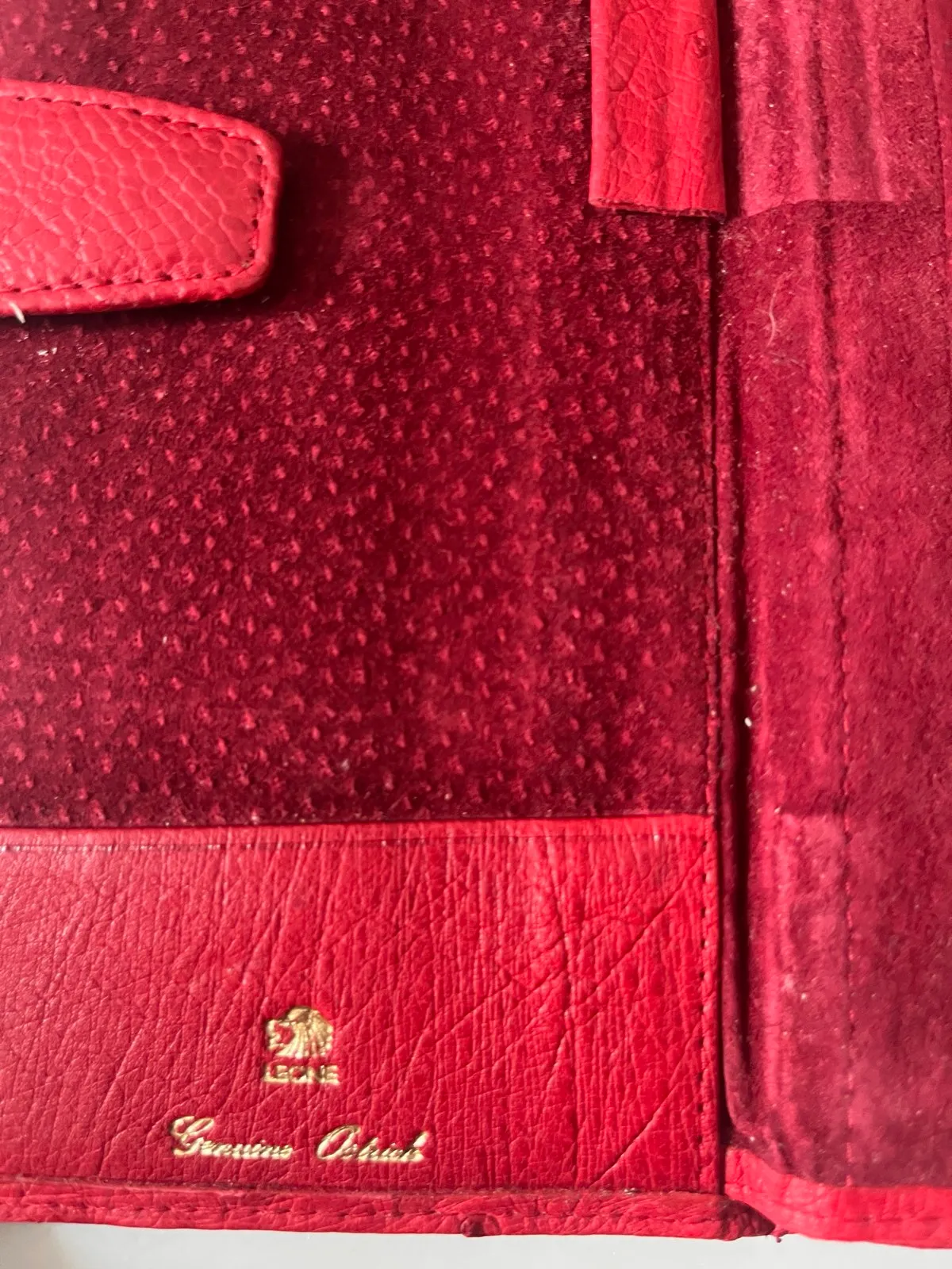 LEONE Genuine Red Ostrich leather luxury purse - Photo 6