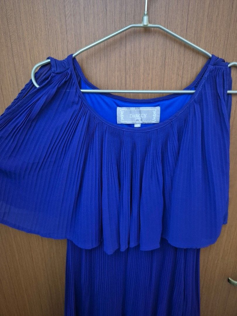 Darcccey London Darcccey London Blue Pleated Cold-Shoulder Dress - XS - Photo 4