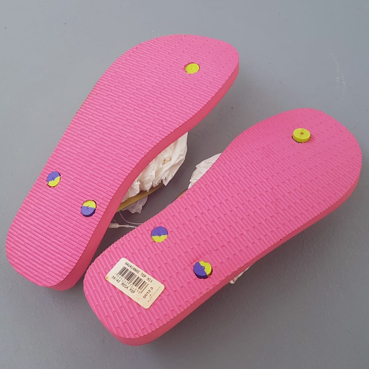 HAVAIANAS Original HAVAIANAS Top Mix Flip-Flops, Cool Sandals, Cosmopolitan, ROSA POP Model, Size 39/40, US 7/8, Continental, Pink, Purple & Yellow Colorway, Sleek Design, Sophistication, Streetwise, Pop Culture, Travel, Beach, Everyday Fashion, Pop Culture - Photo 2