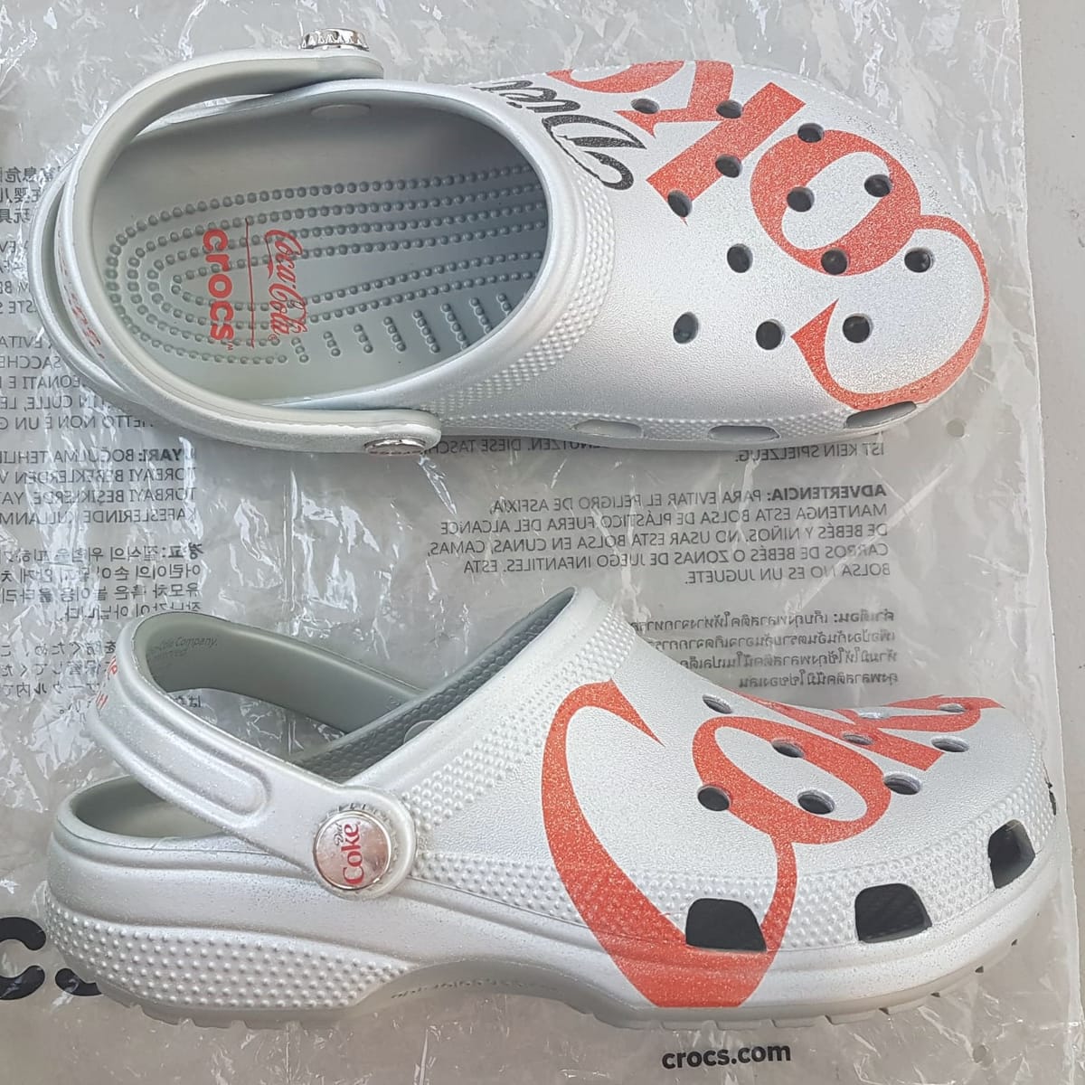 Original CROCS x Coca-Cola Clogs, Cosmopolitan, Limited Edition Model, Silver & Red, COKE Diet Bottle Cap, US 6 (M) 8 (F), Timeless Classic, Cult Street Fashion, Crocs Sandals, Slip-on, Flip-Flop, Slippers, 2026 Coca-Cola Company, Collectors, Hobbyists - Photo 2