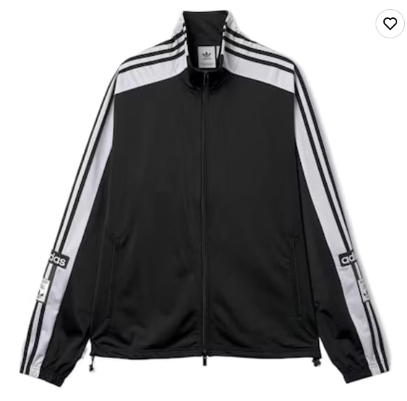 Adidas Adidas Originals ADILENIUM 2 MEGABREAK Striped Zipper Jacket, High Collar, Cosmopolitan, Retro Tracksuit, Black & White Design, Oversize Model, Sophistication, Exquisite Outerwear, Pop Culture, Hip Hop, Rock Star, Timeless Classic, Cult Street Fashion - Photo 2