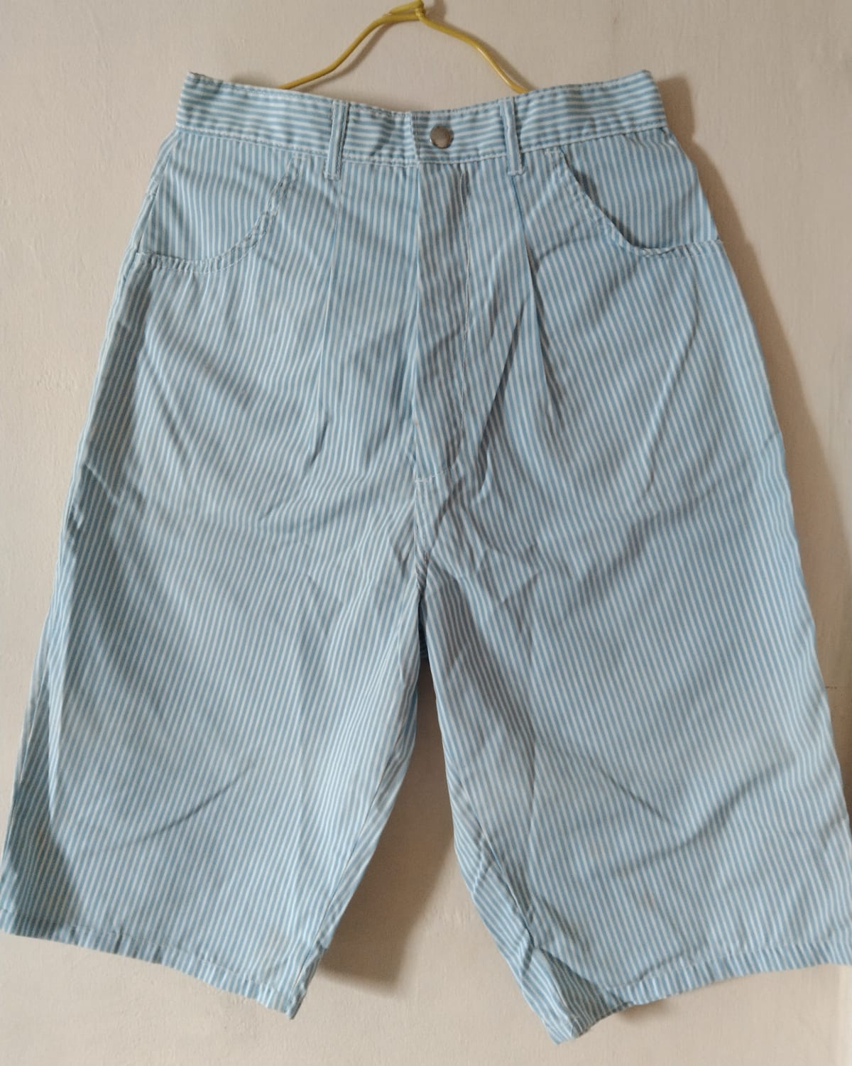 Striped Light Blue Casual Shorts