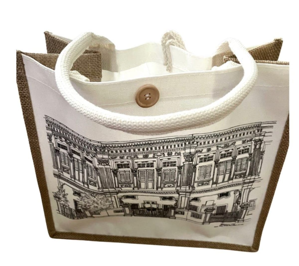 Chic Tote Bag with Sketch Design of Singapore Skyline