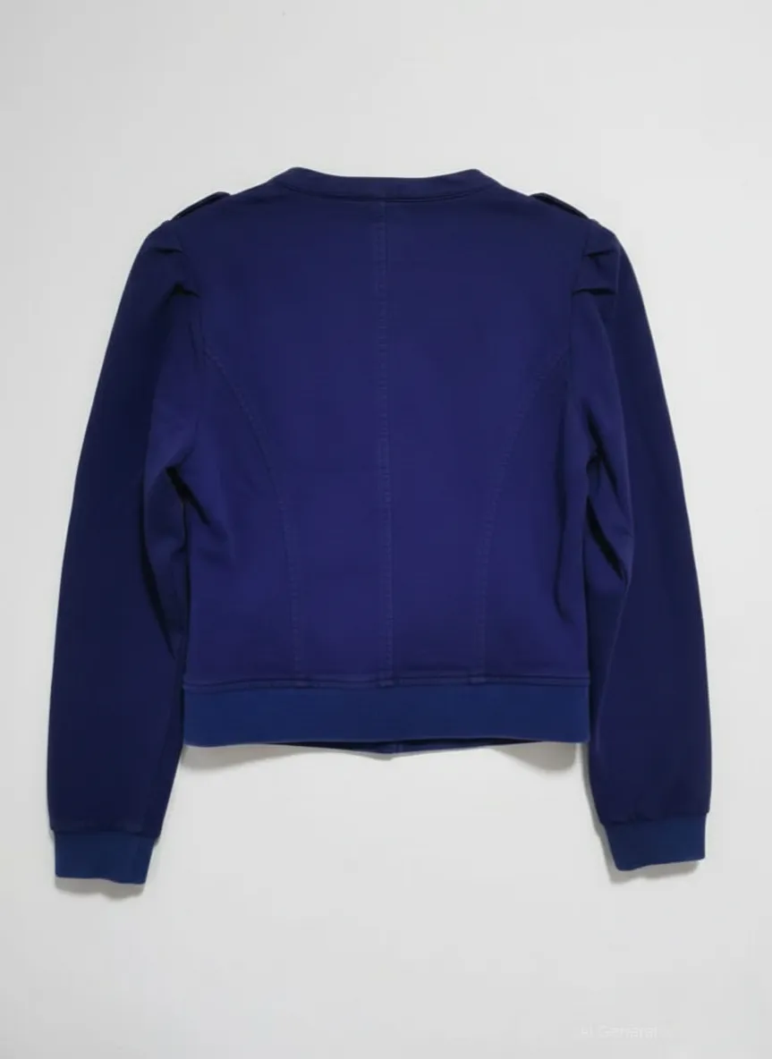 Dafuni Dafuni Women's Navy Blue Cropped Bomber Jacket - Photo 2