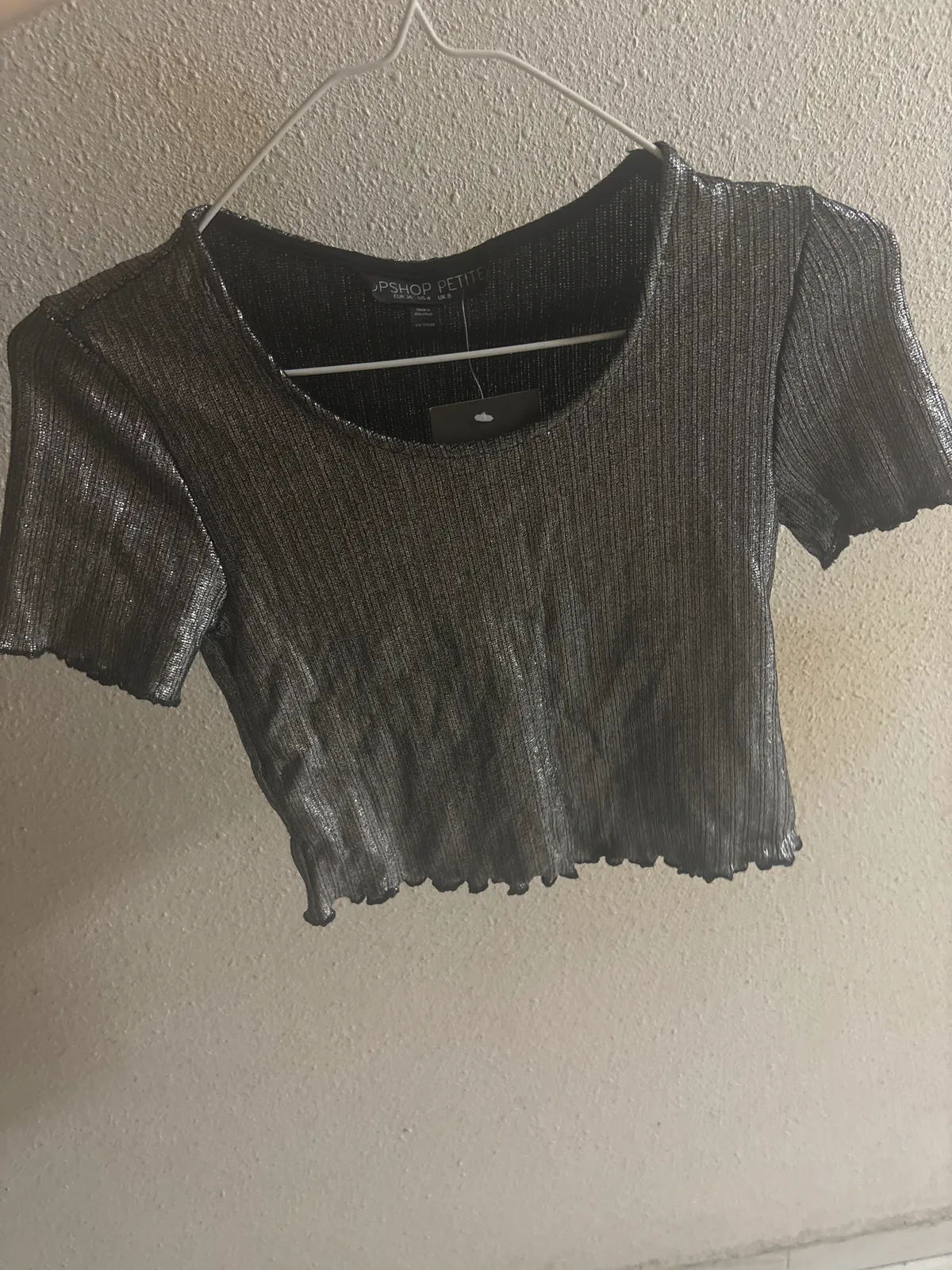 Topshop Glitter / Silver / Shimmery Crop Top BNWT