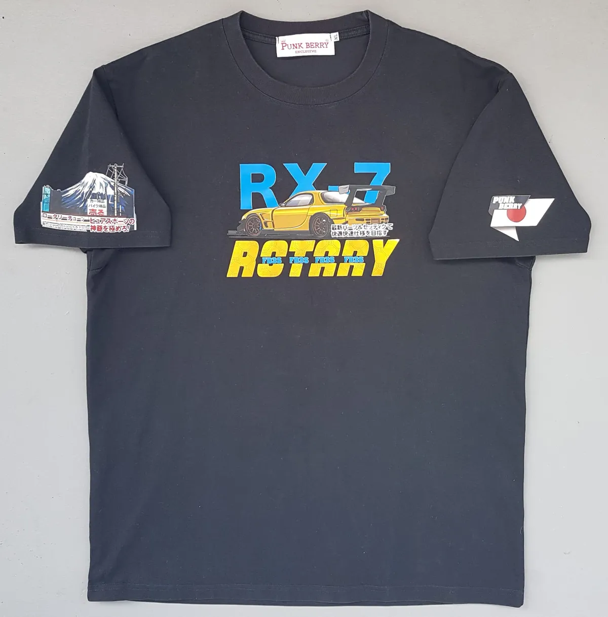 Punk Berry RX7  Original Punk Berry RX7 T-Shirt, Cool XL Crew Neck Tee, Vibrant Graphic Mazda RX7 Rotary Car Model, Black Top, Japanese, Mount Fuji, JDM Sports Car, Racing, Sophistication, Streetwise, Luxury Lifestyle, Pop Culture, Timeless Appeal, Cult Street Fashion - Photo 4