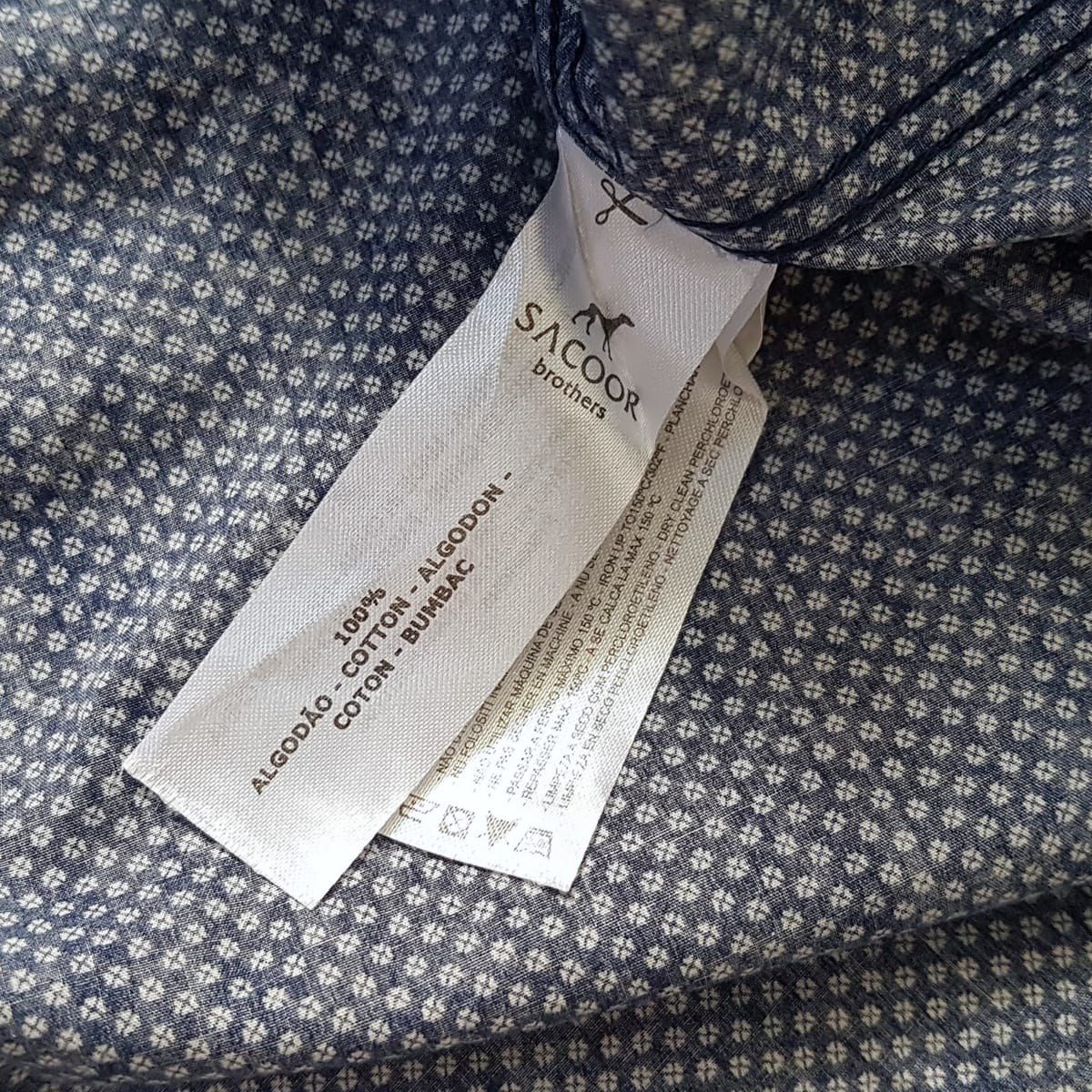 Scoor Brothers Original SACOOR Brothers Smart Dress Shirt, Navy Blue with Subtle Geometric Print, Slim Fit, Designer Long Sleeved Shirt, Cosmopolitan, MEDIUM 7 Buttons Long Sleeve Shirt, Luxury Lifestyle, Timeless Appeal, Urban Style, Sophistication, Cult Street Fashion - Photo 7