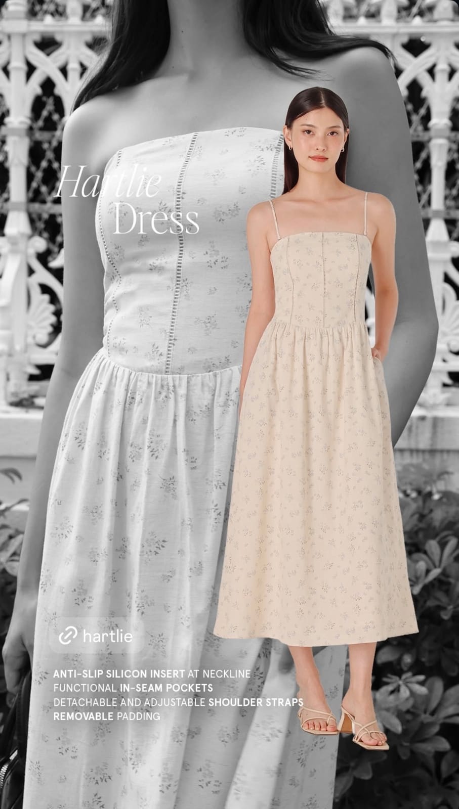 Hartlie Lovet Hartlie Padded Linen Eyelet Insert 2-Way Dress - Photo 2
