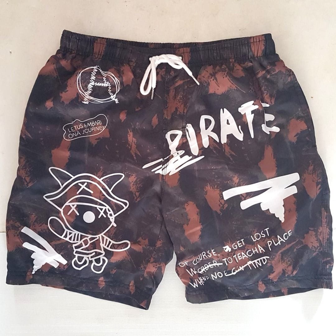 Pirate Graphic Beach Shorts - Streetwear Vibes (Size L) - Photo 2