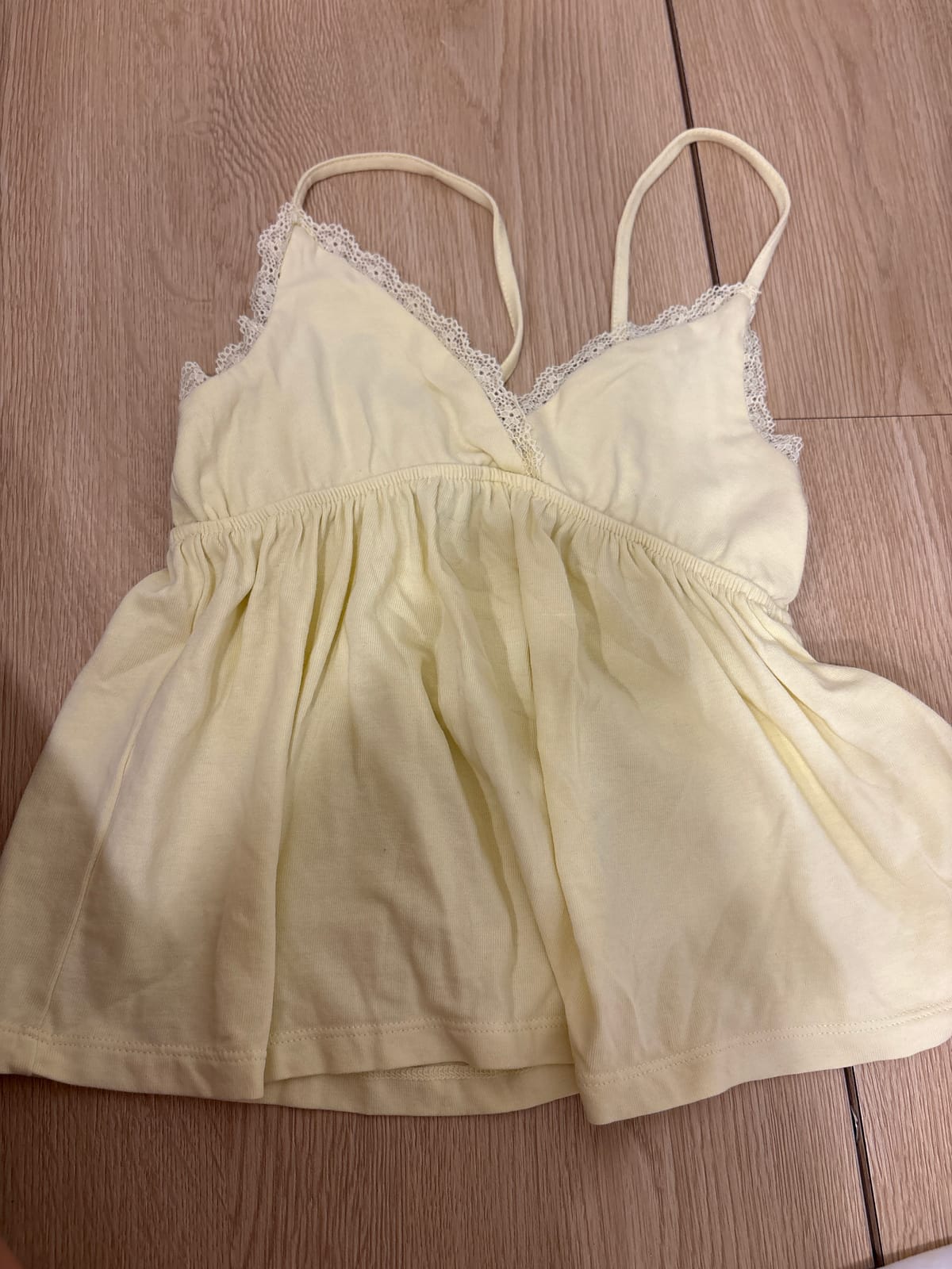 Chic Lace-Trimmed Yellow Cami Top
