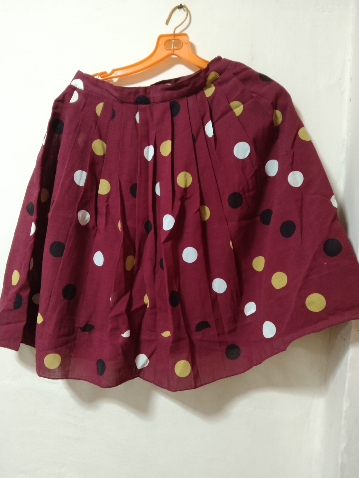Polka Dot Maroon Flared Skirt