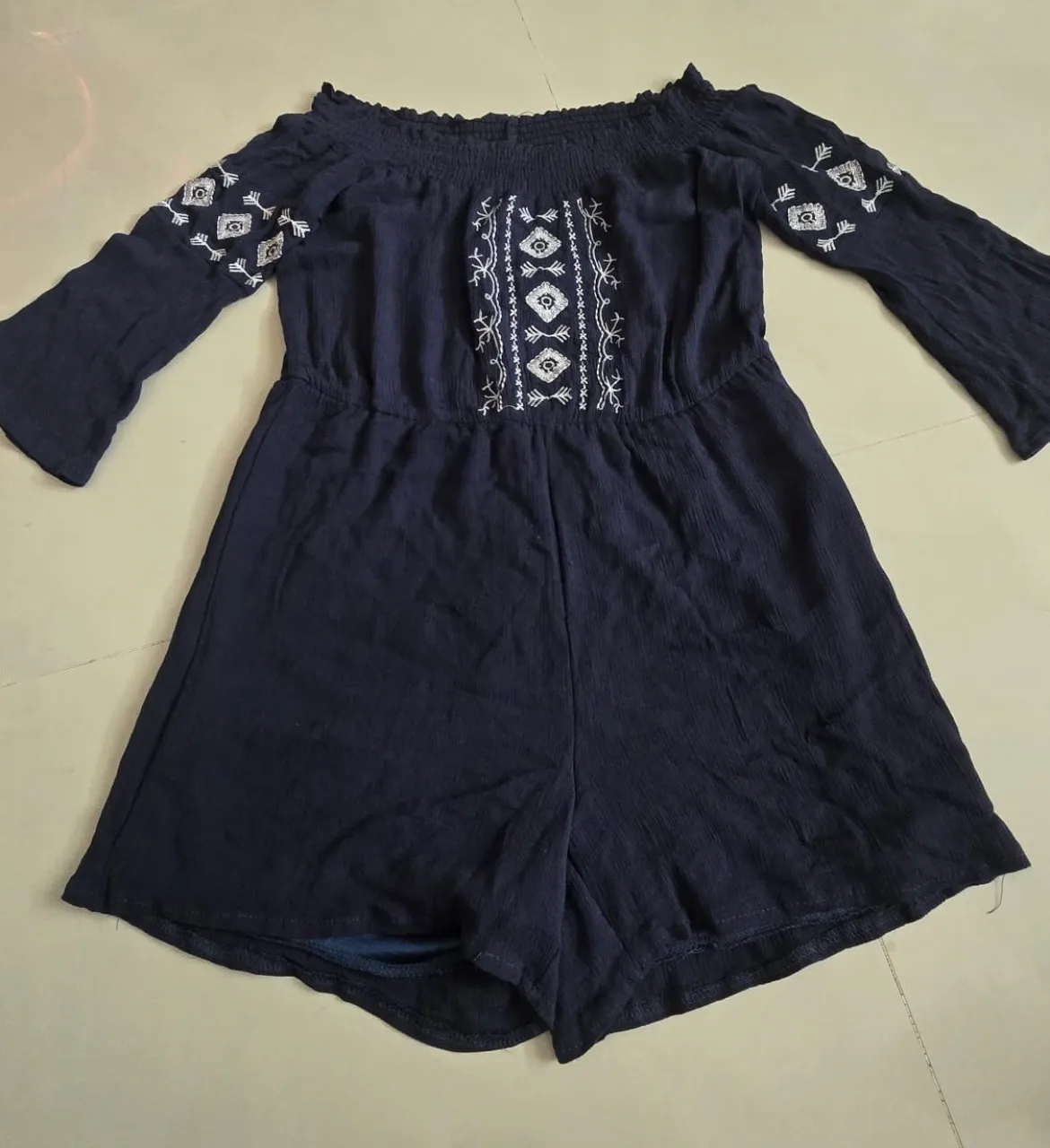 Chic Navy Off-Shoulder Romper