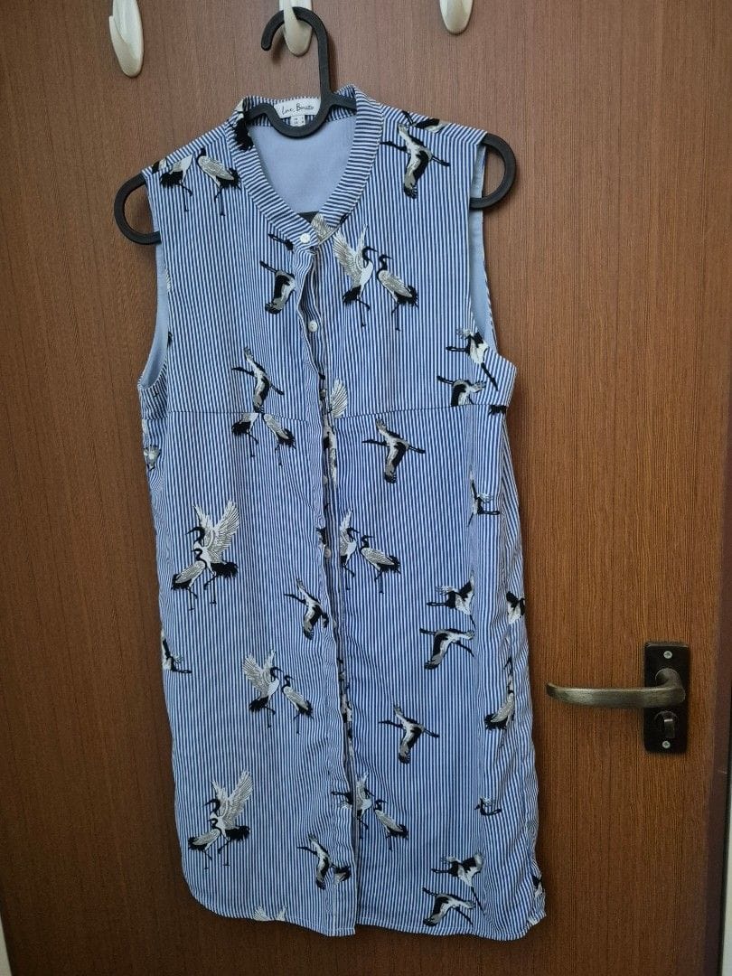 Love, Bonito Crane Print Shirt Dress (Size S) 🔥