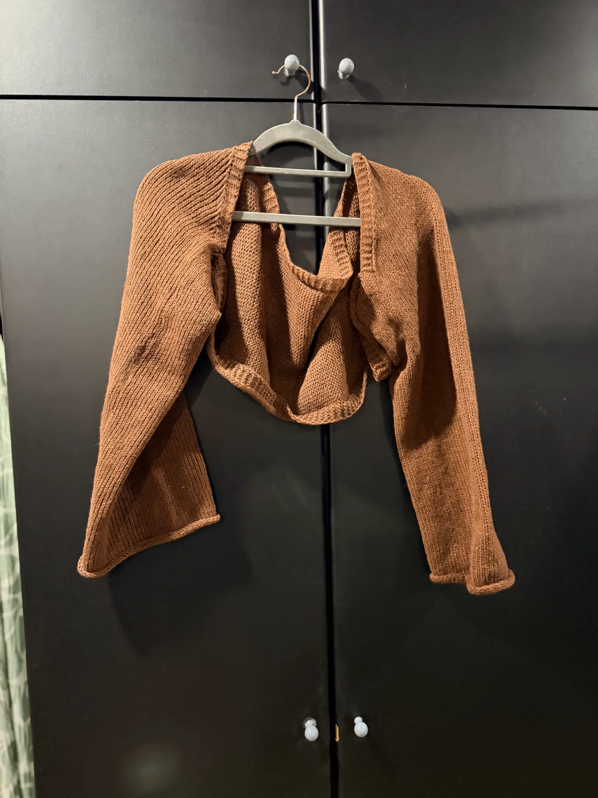 Cozy Brown Knit Cropped Cardigan