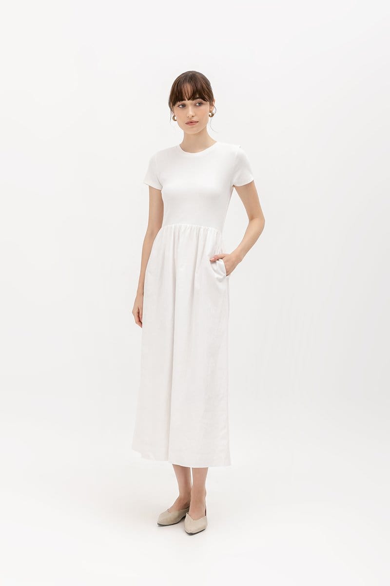 Love And Bravery Ziggy Contrast Fabric Midi Dress - Photo 3