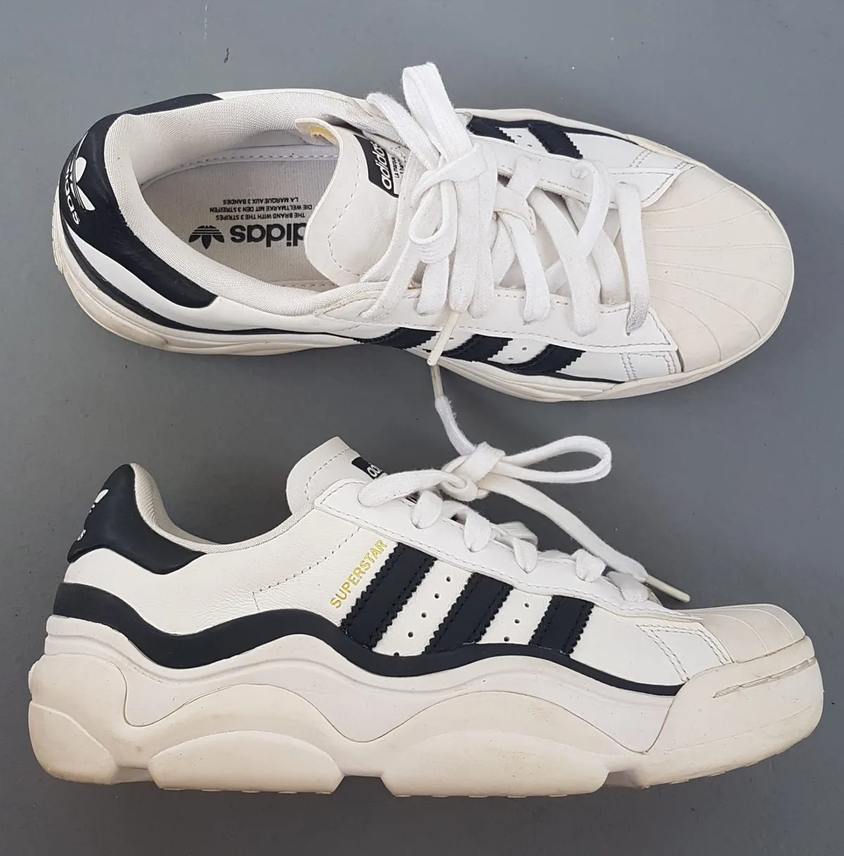 Adidas Original Adidas Superstar Millencon White & Black Chunky Sneakers, Leather Shoes, Cosmopolitan, US 5, UK 3.5, EUR 36, Signature White Shell Toe, Sophistication, Streetwise, Pop Culture, Hip Hop, Rock Star, Roadster, Cult Street Fashion, Everyday Shoes - Photo 5