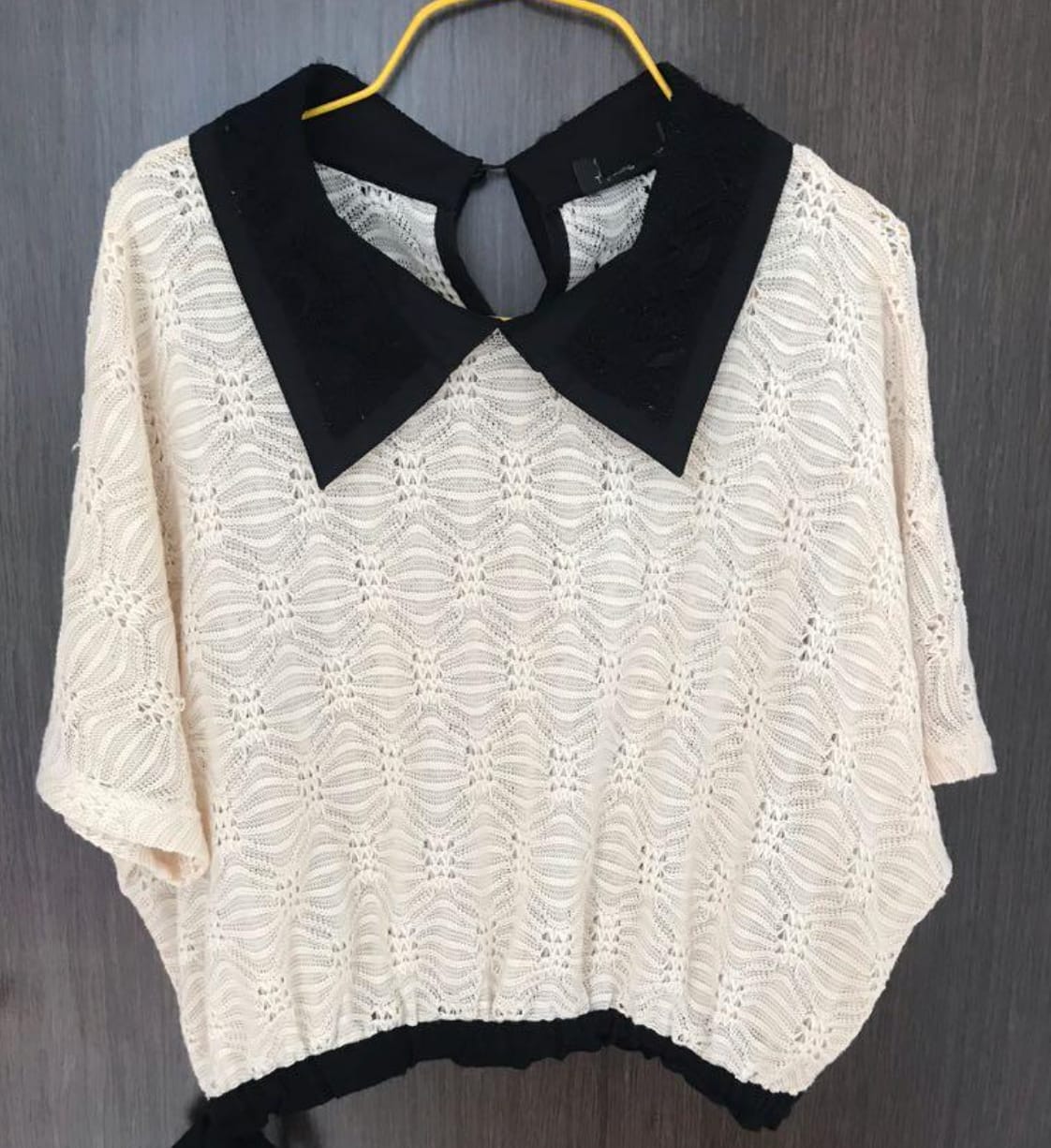 Chic Lace Top with Contrast Collar