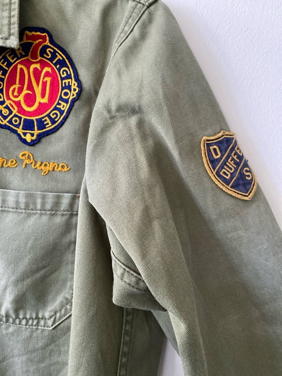 Duffer of St George DUFFER OF ST GEORGE Khaki Green Collared Button Down Jacket (S) - Photo 3