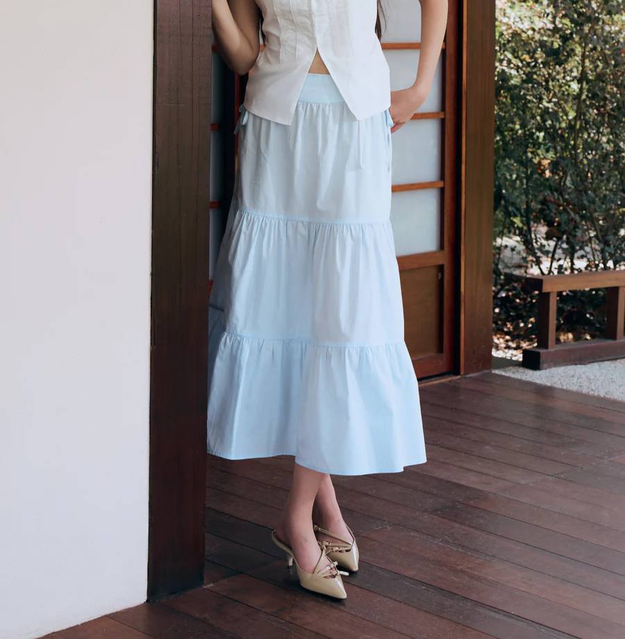 baby blue midi skirt