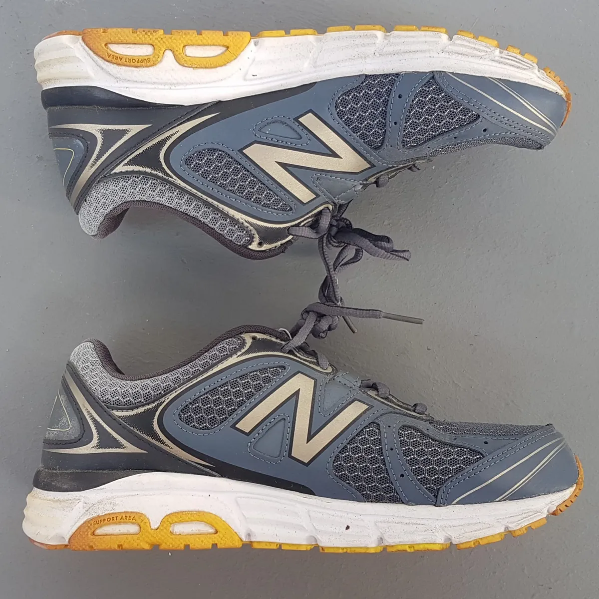 New Balance Original New Balance Running Shoes, US 7, UK 6.5, EU 40, CM 25, NB 565 TECHRIDE Model, Cosmopolitan, Dark Grey, Silver N Logo, Neon Yellow Accents, Active Lifestyle, Timeless Appeal, Urban Style, Everyday Fashion Sneakers