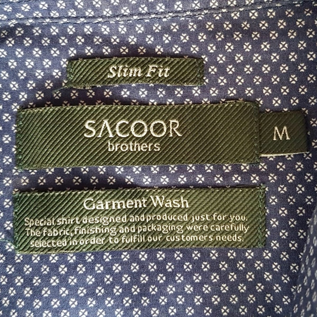 Scoor Brothers Original SACOOR Brothers Smart Dress Shirt, Navy Blue with Subtle Geometric Print, Slim Fit, Designer Long Sleeved Shirt, Cosmopolitan, MEDIUM 7 Buttons Long Sleeve Shirt, Luxury Lifestyle, Timeless Appeal, Urban Style, Sophistication, Cult Street Fashion - Photo 5