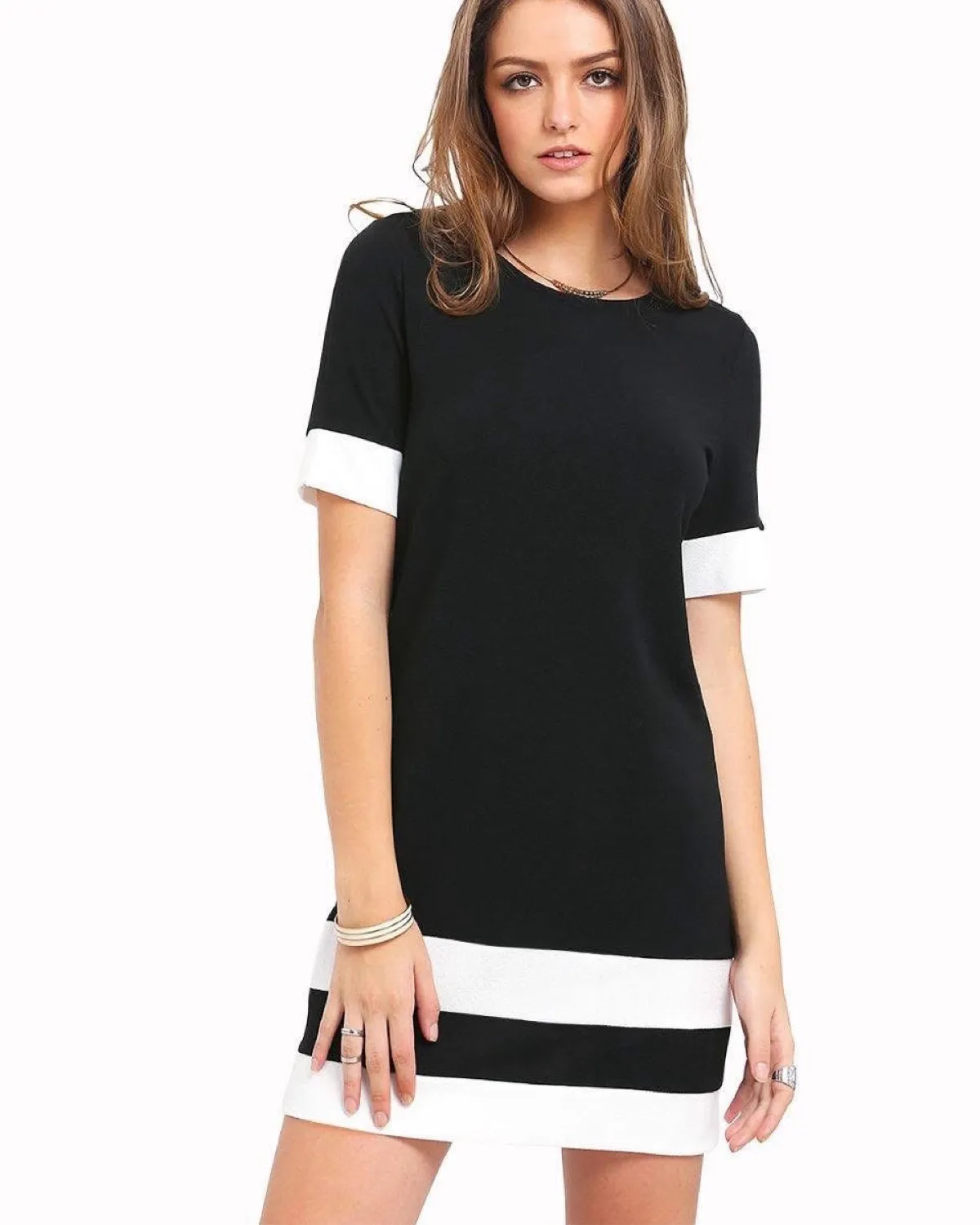 Chic Black & White Shift Dress