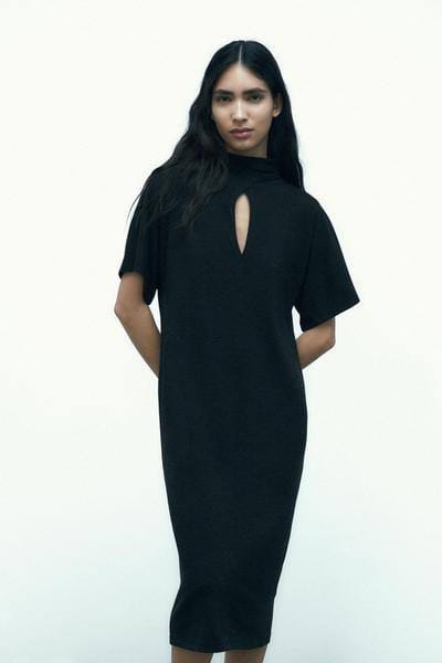 ZARA Black Soft Cut-Out Dress (M)