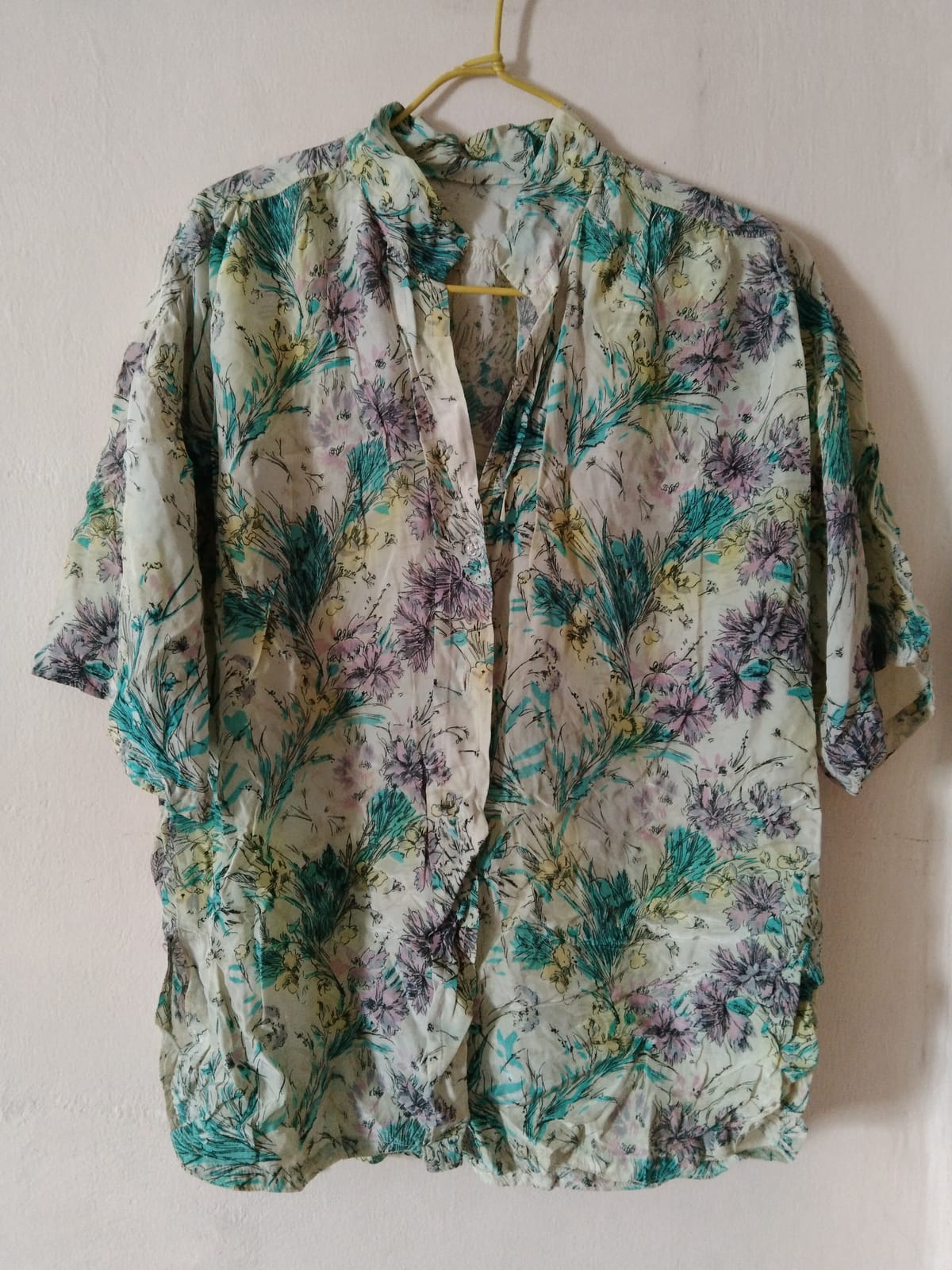 Vintage Floral Chiffon Button-Up Top