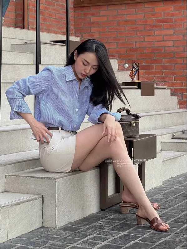 Shushi  Shushi Willa Shirts Linen Stripe Shirt Tung  - Photo 3