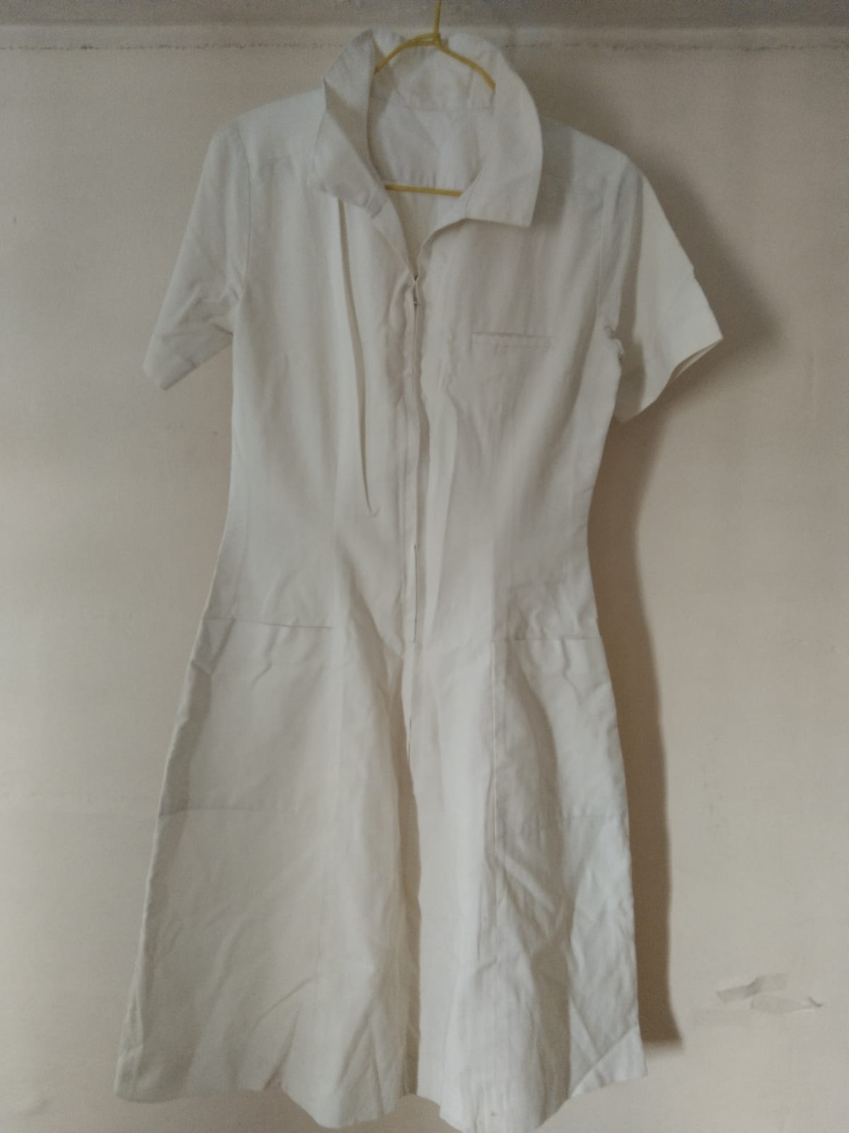 White Utility Short-Sleeve Dress