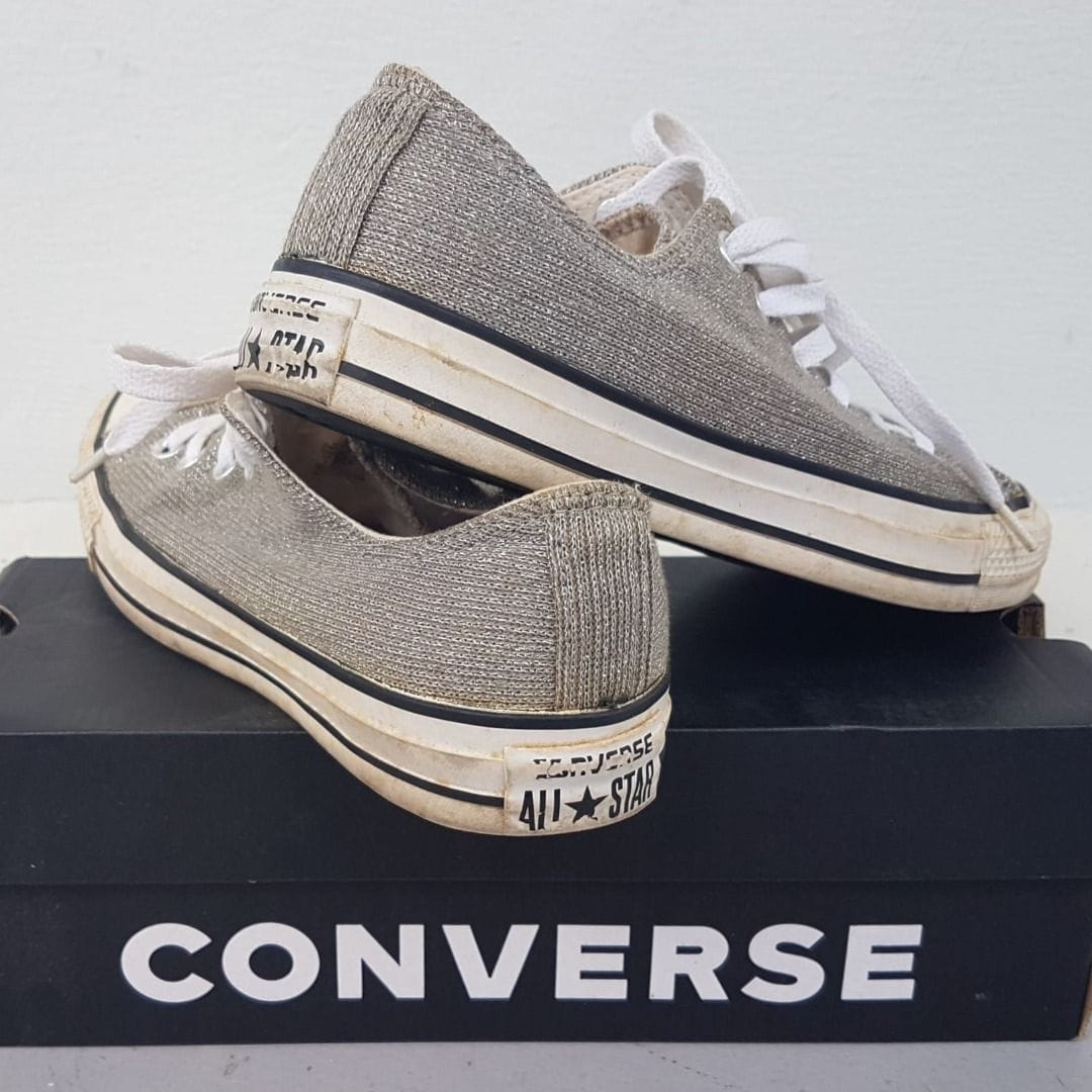 CONVERSE Original Converse All Star Sneakers, Cosmopolitan, Classic Silver Shoes, US 7, UK 5, EU 37.5, CM 24, Sleek Model, Sophistication, Old Skool Design, Urban Style, Pop Culture, Hip Hop, Rock Star, Cult Street Fashion, Surf, Skate, Stunt, Streetwise - Photo 5