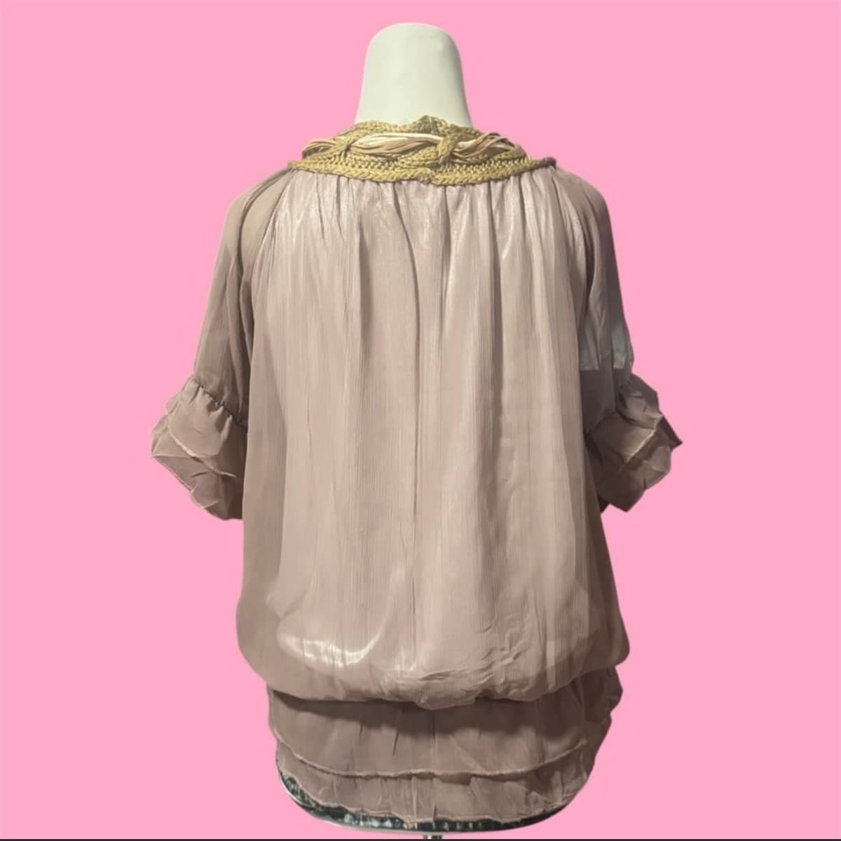 Tokyo Fashion Co. Ltd Mori Kei Crochet Collar Chiffon Babydoll Top - Photo 3