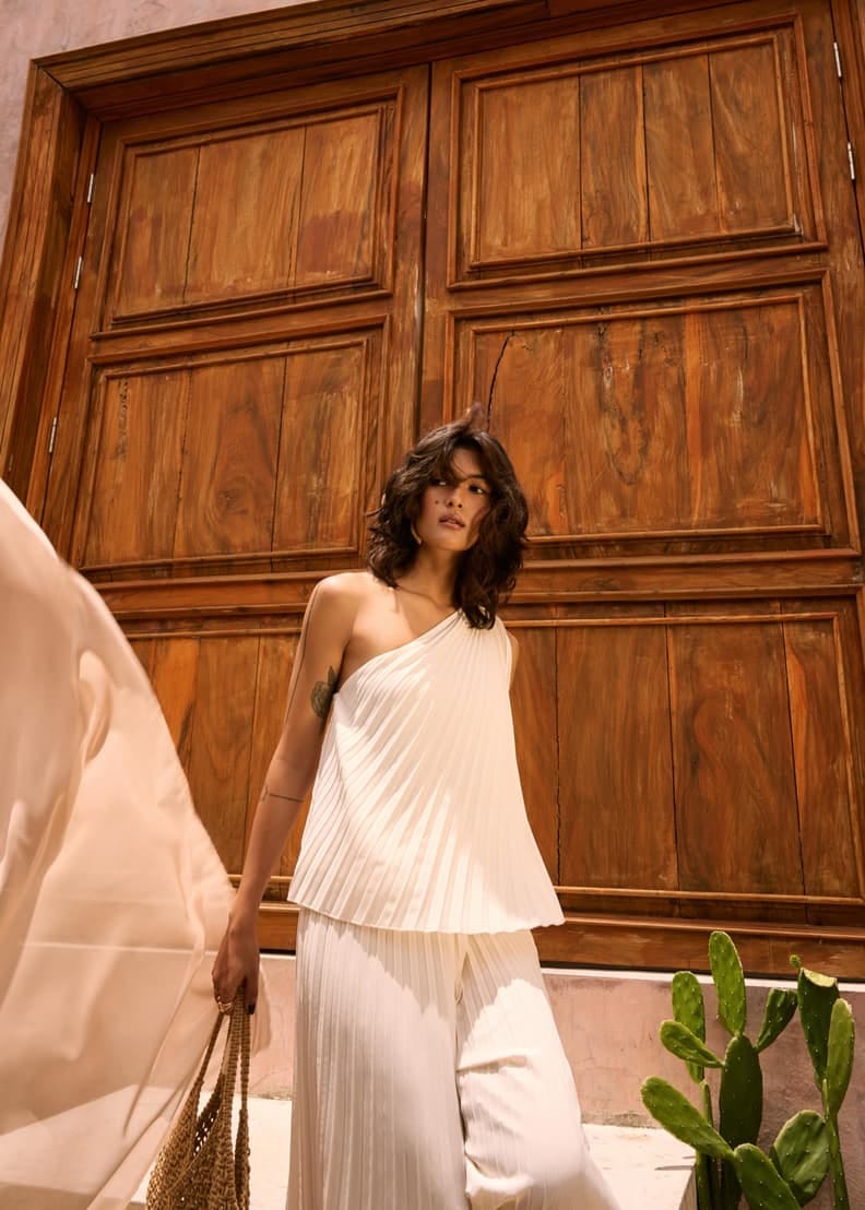 Love Bonito Wei Sunray Pleated Toga Top